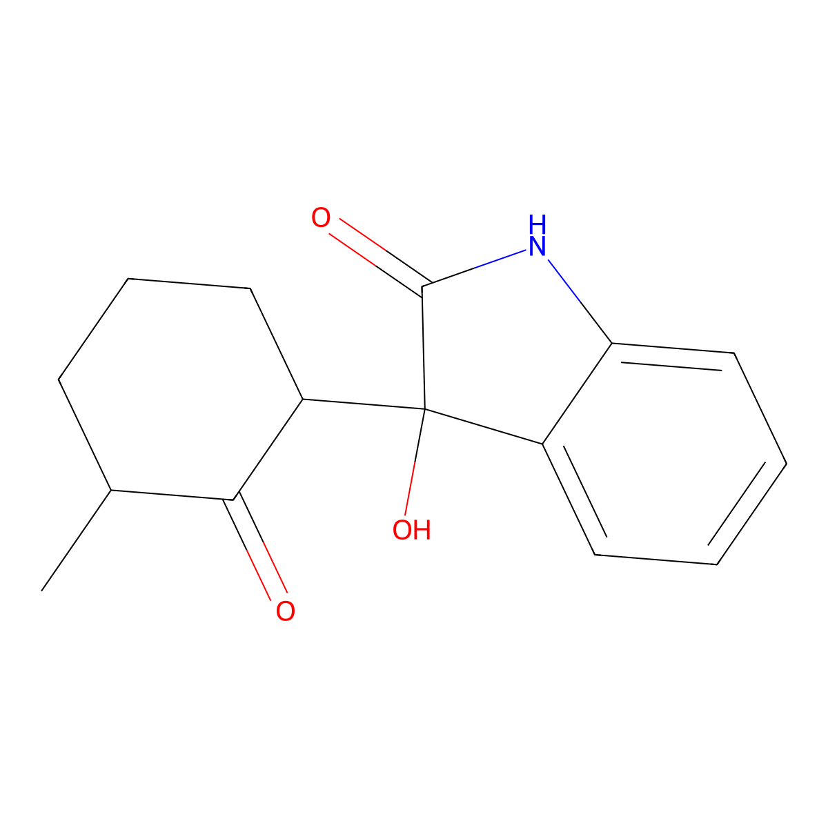 3-hydroxy-3-(3-methyl-2-oxocyclohexyl)-1H-indol-2-one molecular structure, CAS 76505-82-3