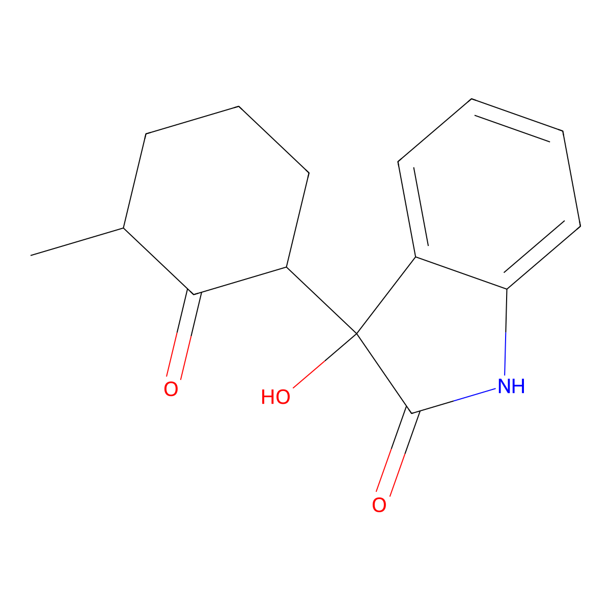 3-hydroxy-3-(3-methyl-2-oxocyclohexyl)-1H-indol-2-one molecular structure, CAS 76505-82-3