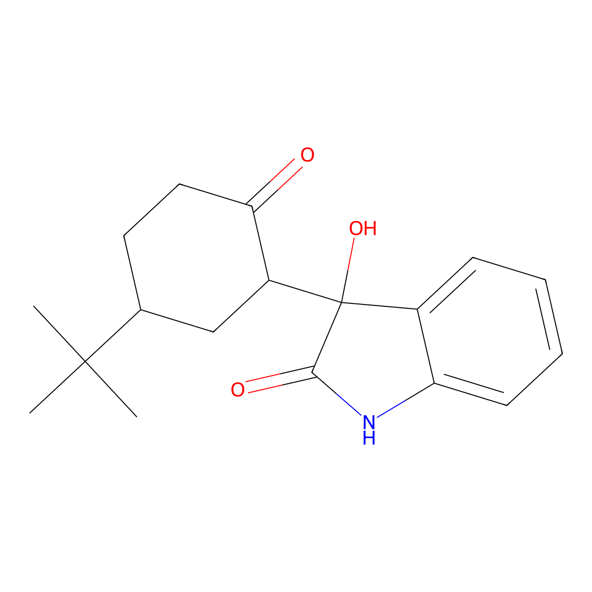 3-(5-tert-butyl-2-oxocyclohexyl)-3-hydroxy-1H-indol-2-one molecular structure, CAS 76505-84-5
