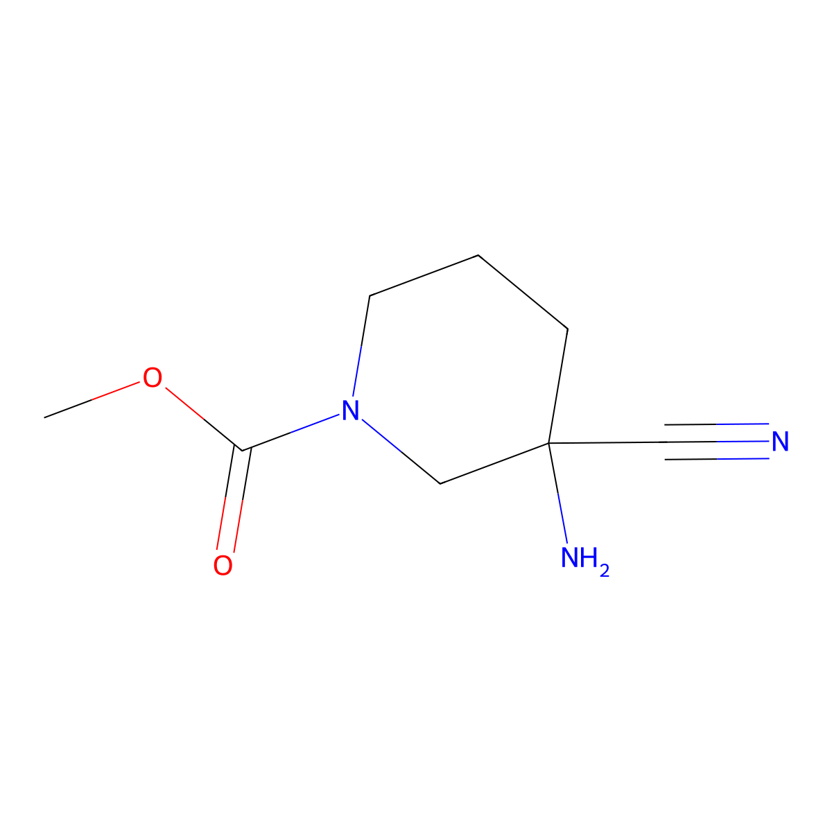 Methyl 3-amino-3-cyanopiperidine-1-carboxylate molecular structure, CAS 76508-56-0