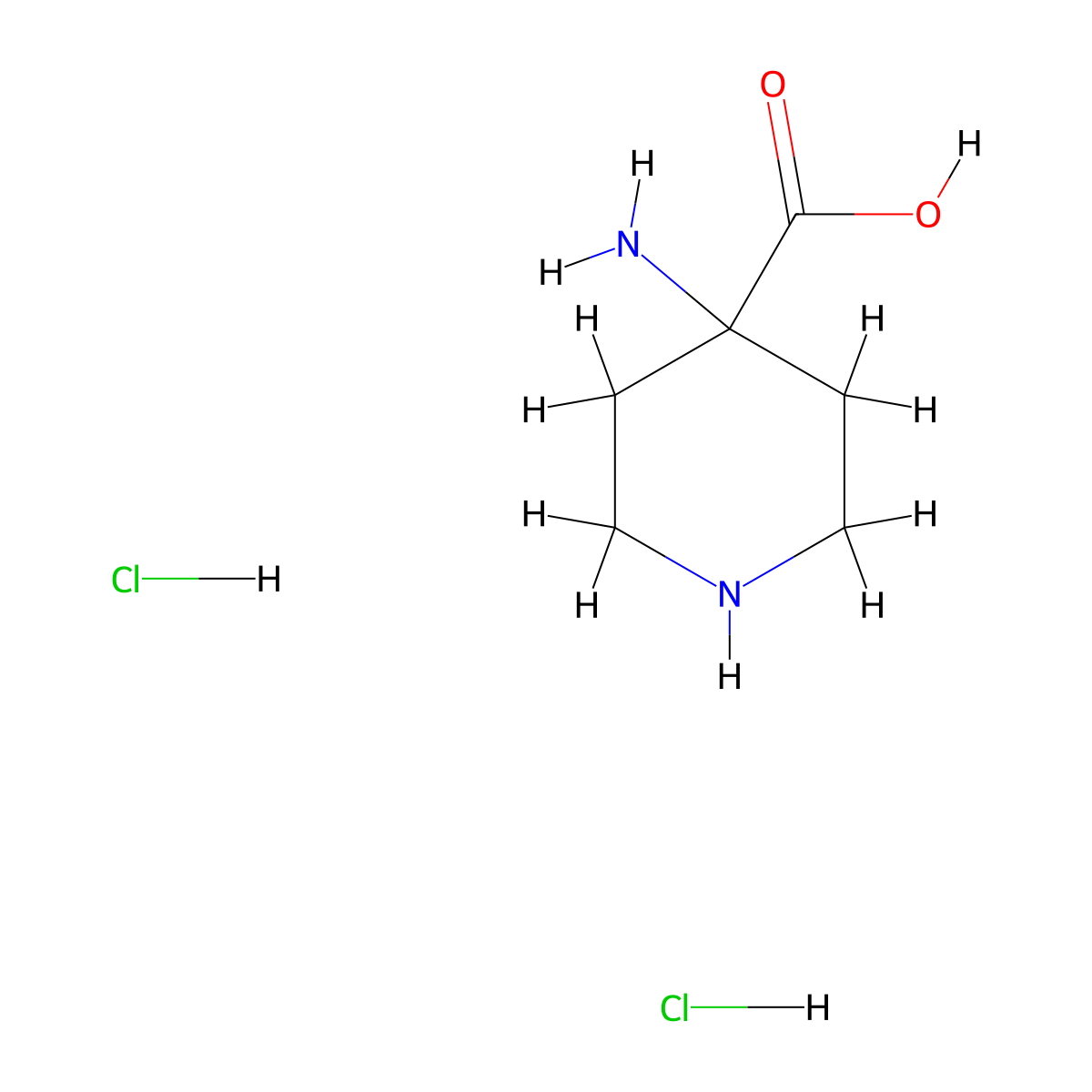 4-Aminopiperidine-4-carboxylic acid--hydrogen chloride (1/2) molecular structure, CAS 76508-73-1