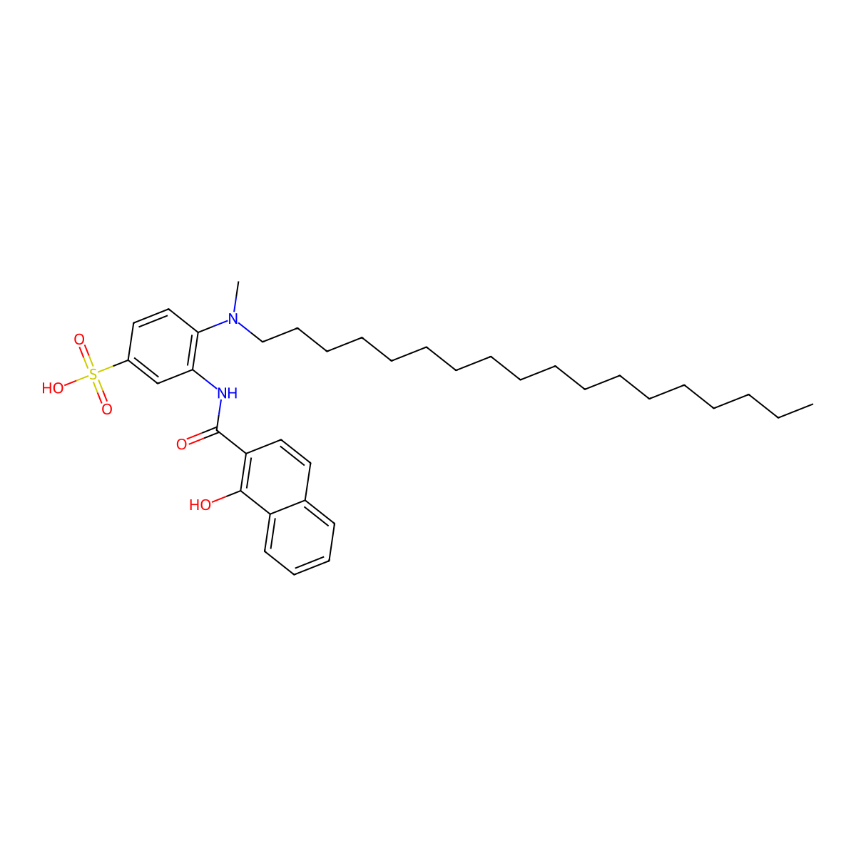 3-((1-Hydroxy-2-naphthyl)carbamoyl)-4-(methyloctadecyl)benzenesulphonic acid molecular structure, CAS 7651-27-6