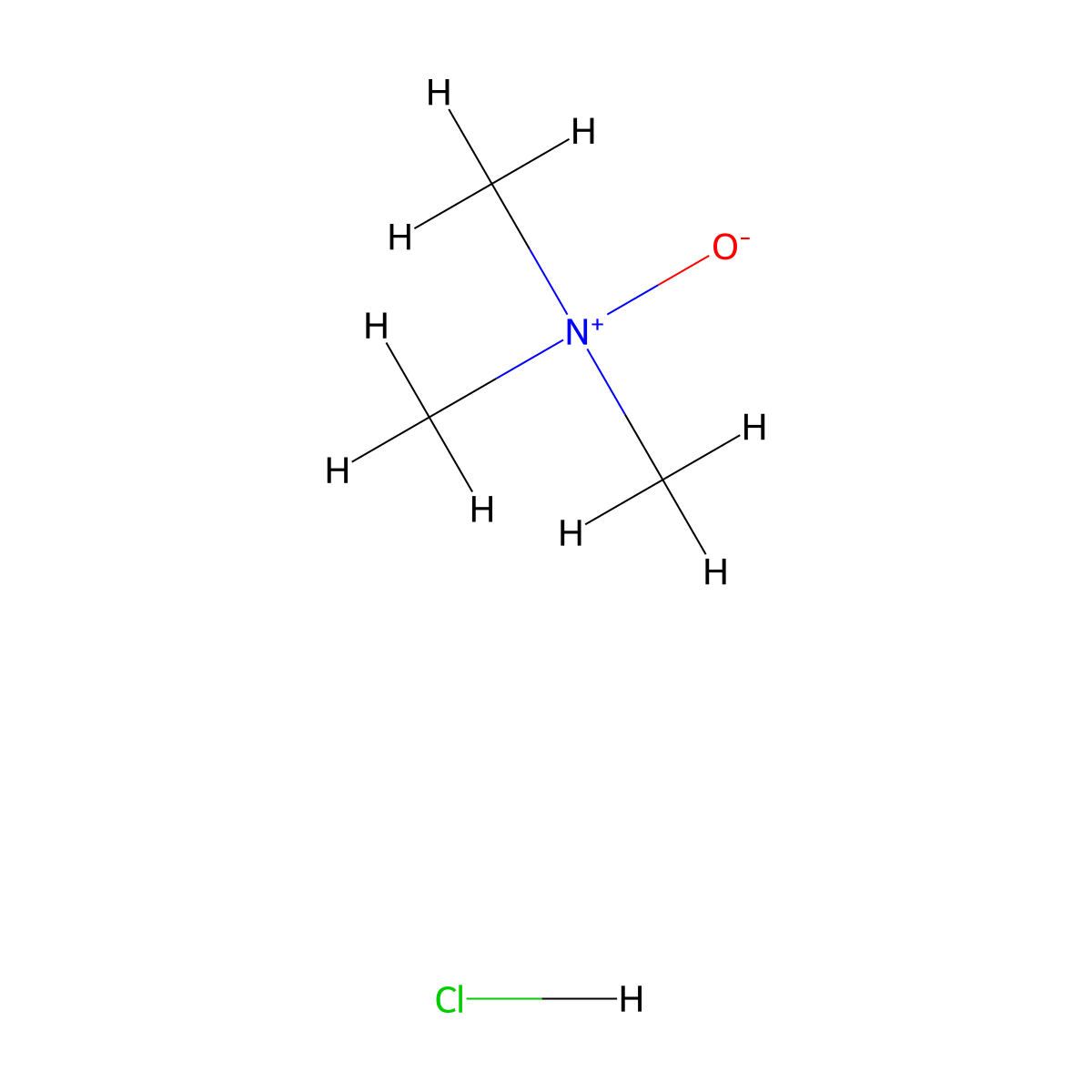 Trimethylamine oxide hydrochloride molecular structure, CAS 7651-88-9