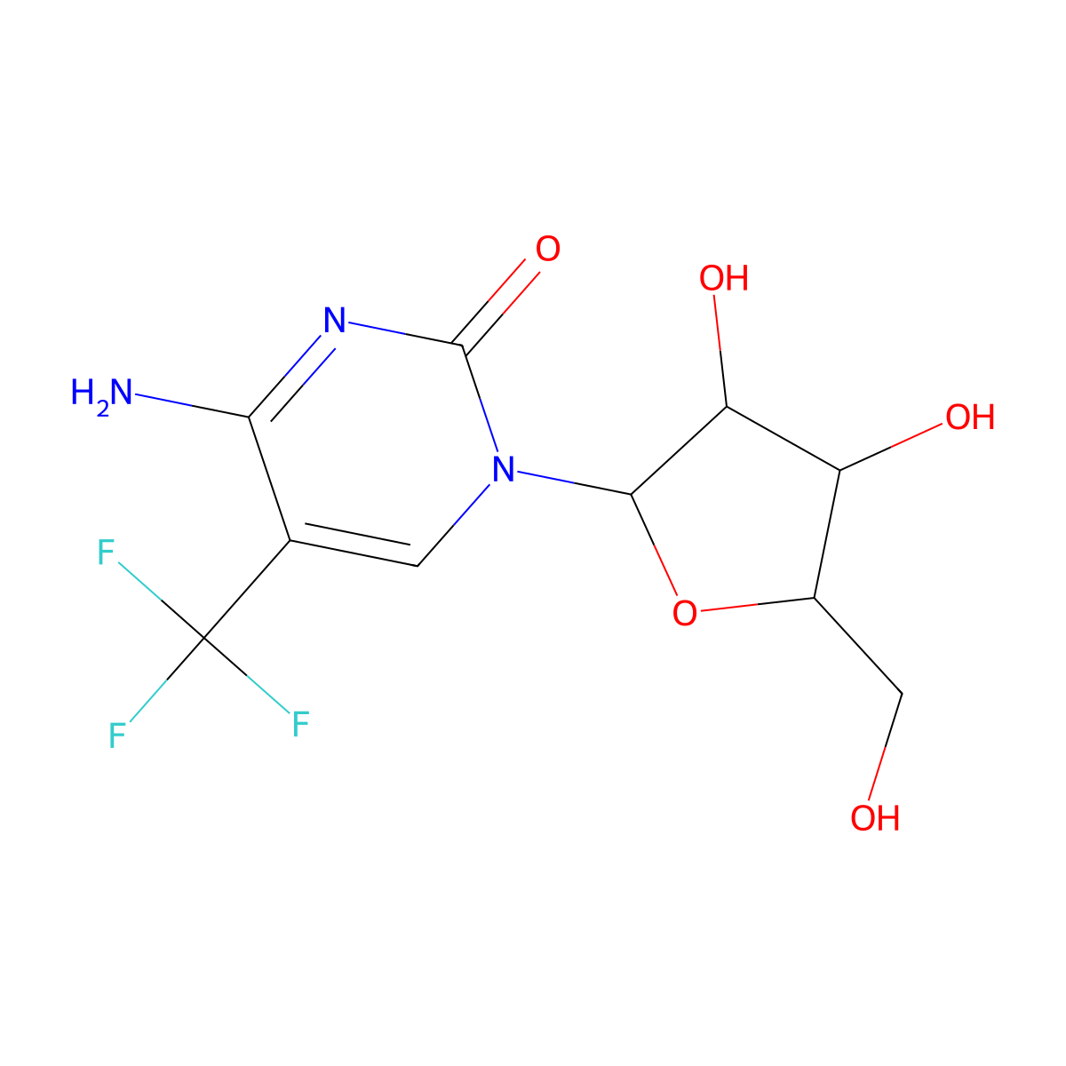 5-Trifluoromethylcytidine molecular structure, CAS 76514-02-8