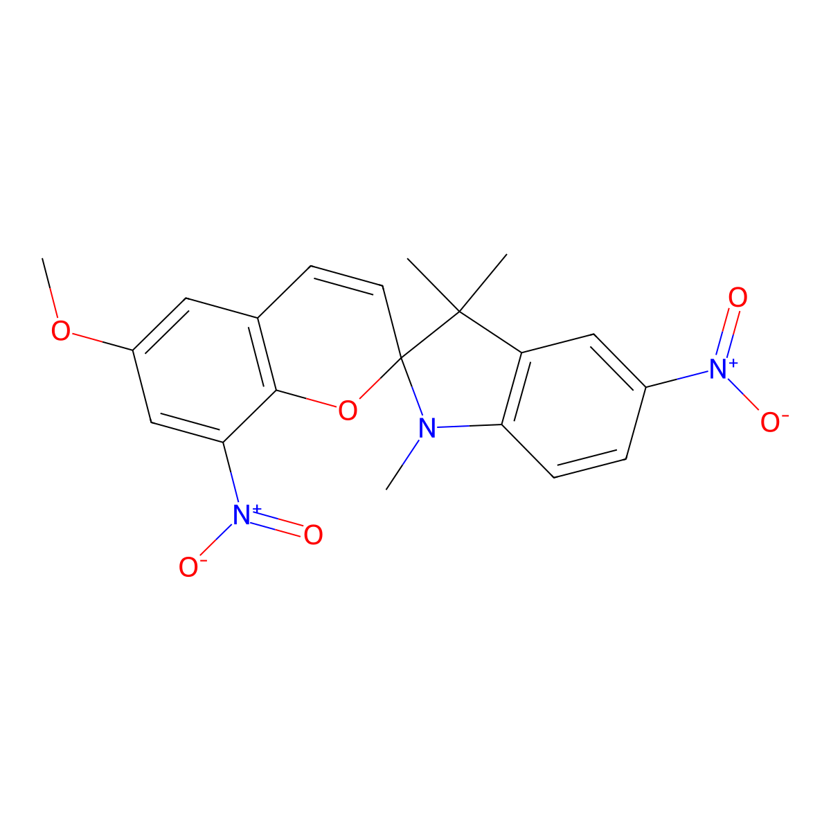 6-Methoxy-1',3',3'-trimethyl-5',8-dinitrospiro[chromene-2,2'-indoline] molecular structure, CAS 7652-33-7