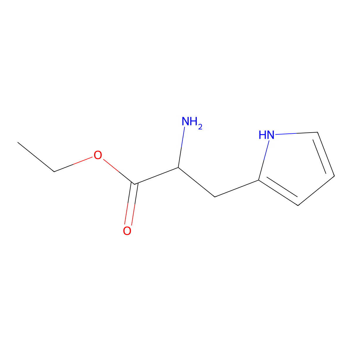 ethyl 2-amino-3-(1H-pyrrol-2-yl)propanoate molecular structure, CAS 765234-03-5