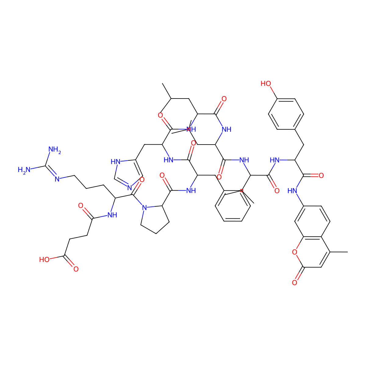 Suc-Arg-Pro-Phe-His-Leu-Leu-Val-Tyr-AMC molecular structure, CAS 76524-84-0