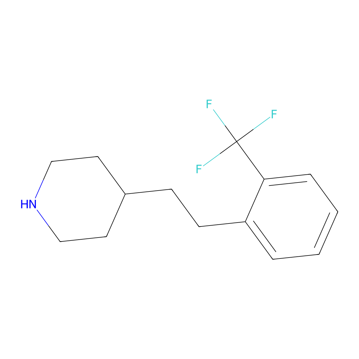 4-{2-[2-(Trifluoromethyl)phenyl]ethyl}piperidine molecular structure, CAS 765242-42-0