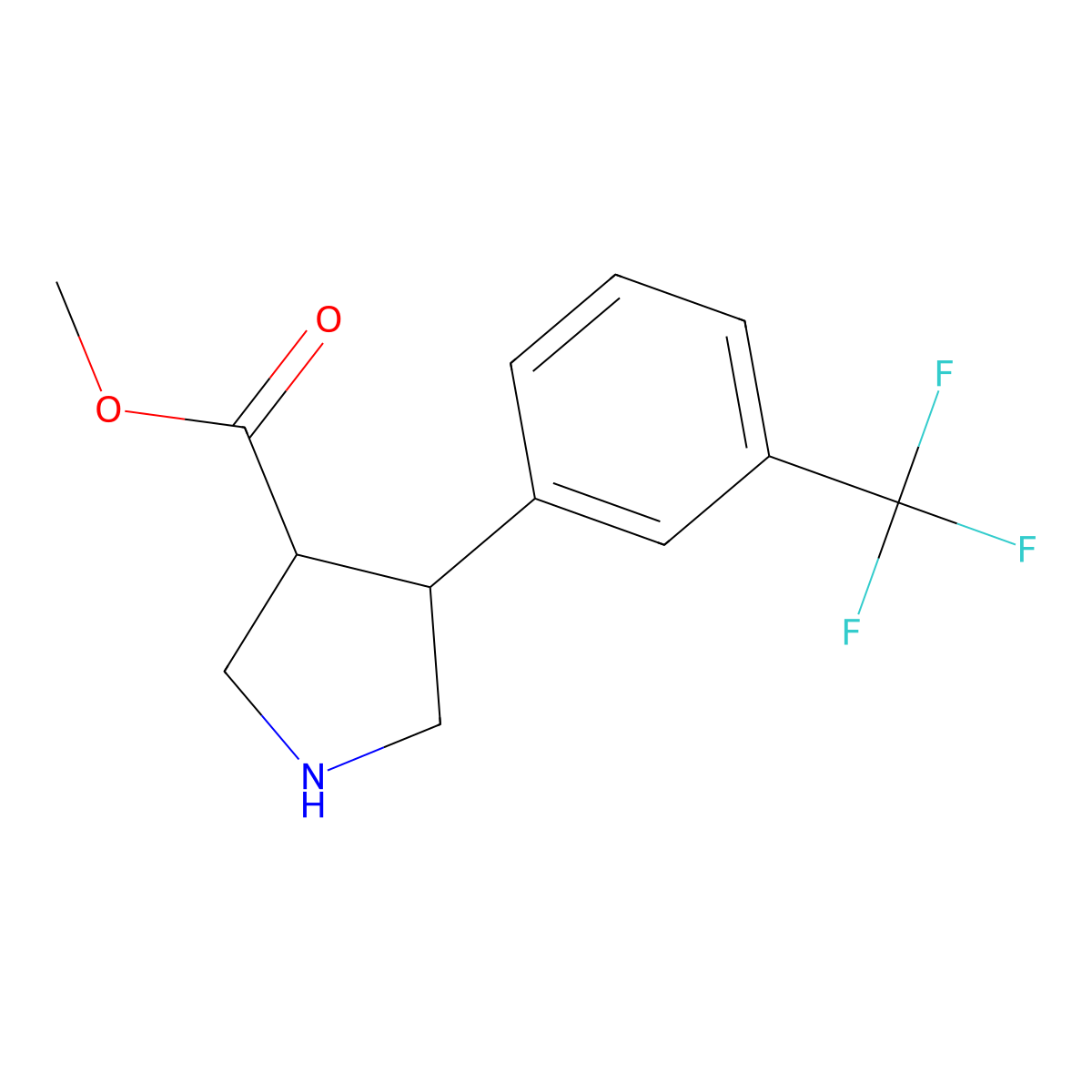 Trans-methyl 4-(3-(trifluoromethyl)phenyl)pyrrolidine-3-carboxylate molecular structure, CAS 765247-28-7