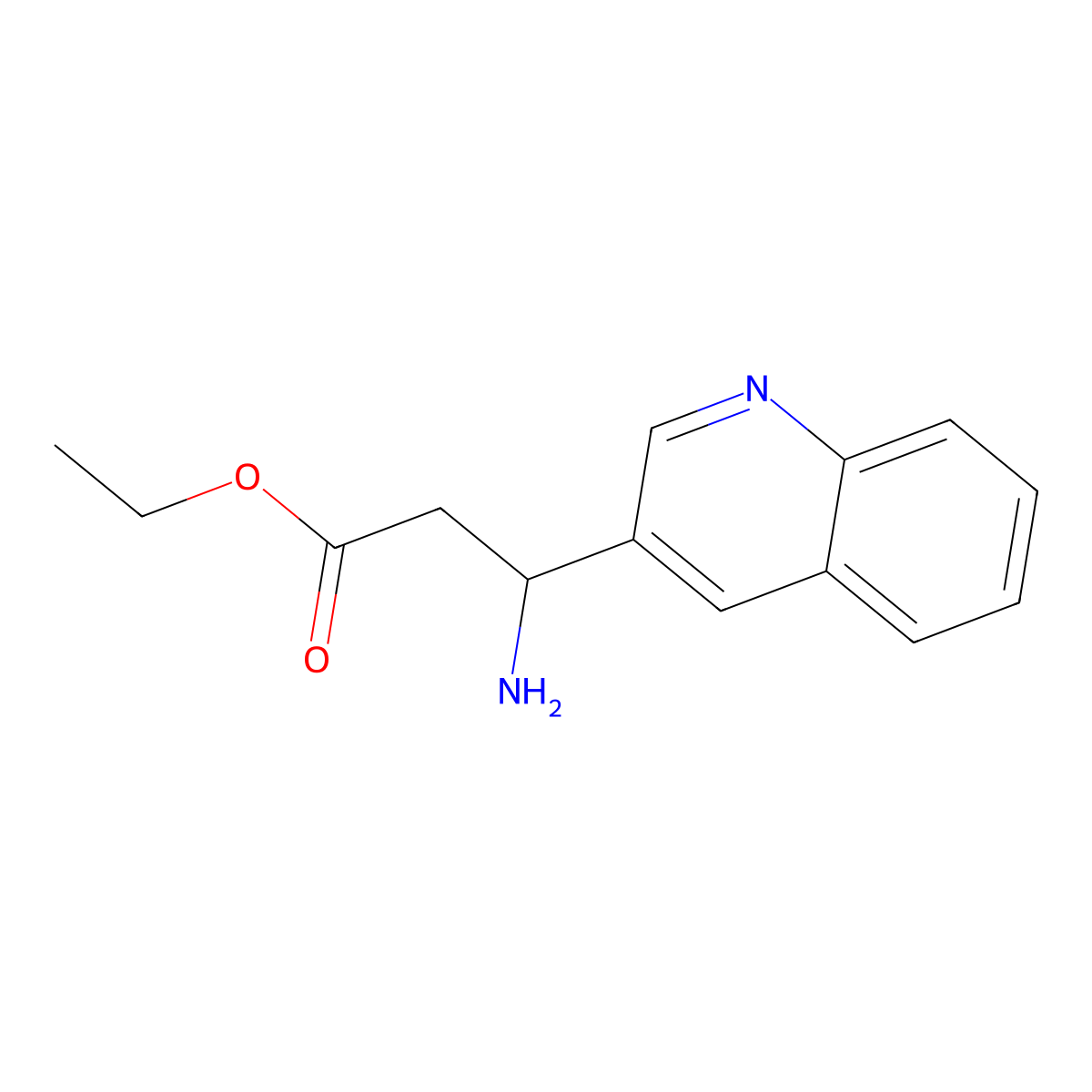 (R)-ethyl 3-amino-3-(quinolin-3-yl)propanoate molecular structure, CAS 765256-39-1