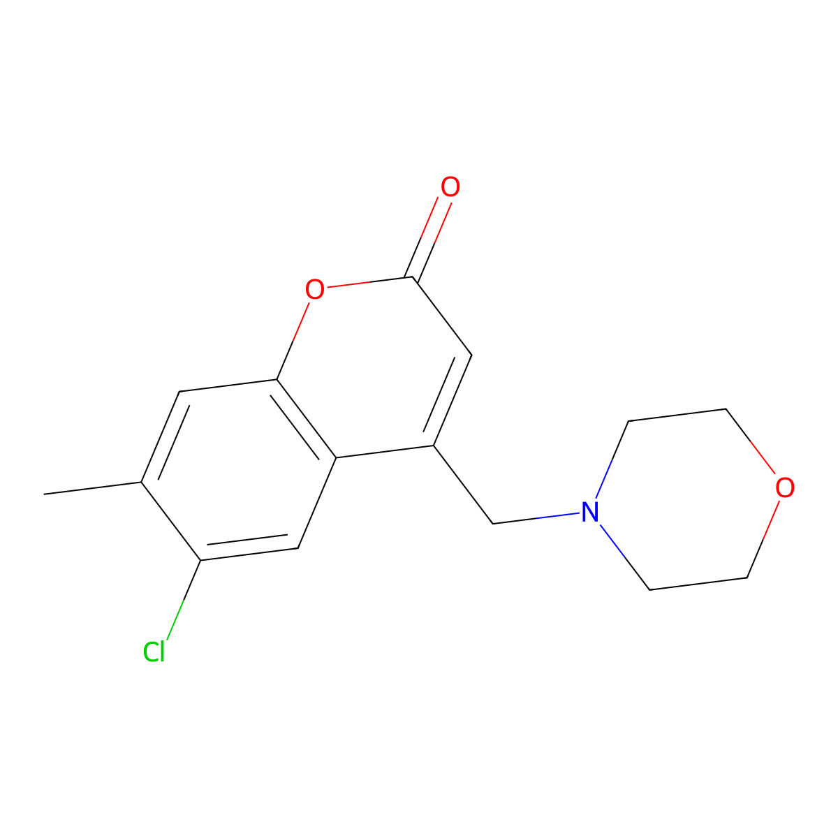 6-Chloro-7-methyl-4-(morpholin-4-ylmethyl)chromen-2-one molecular structure, CAS 765283-06-5