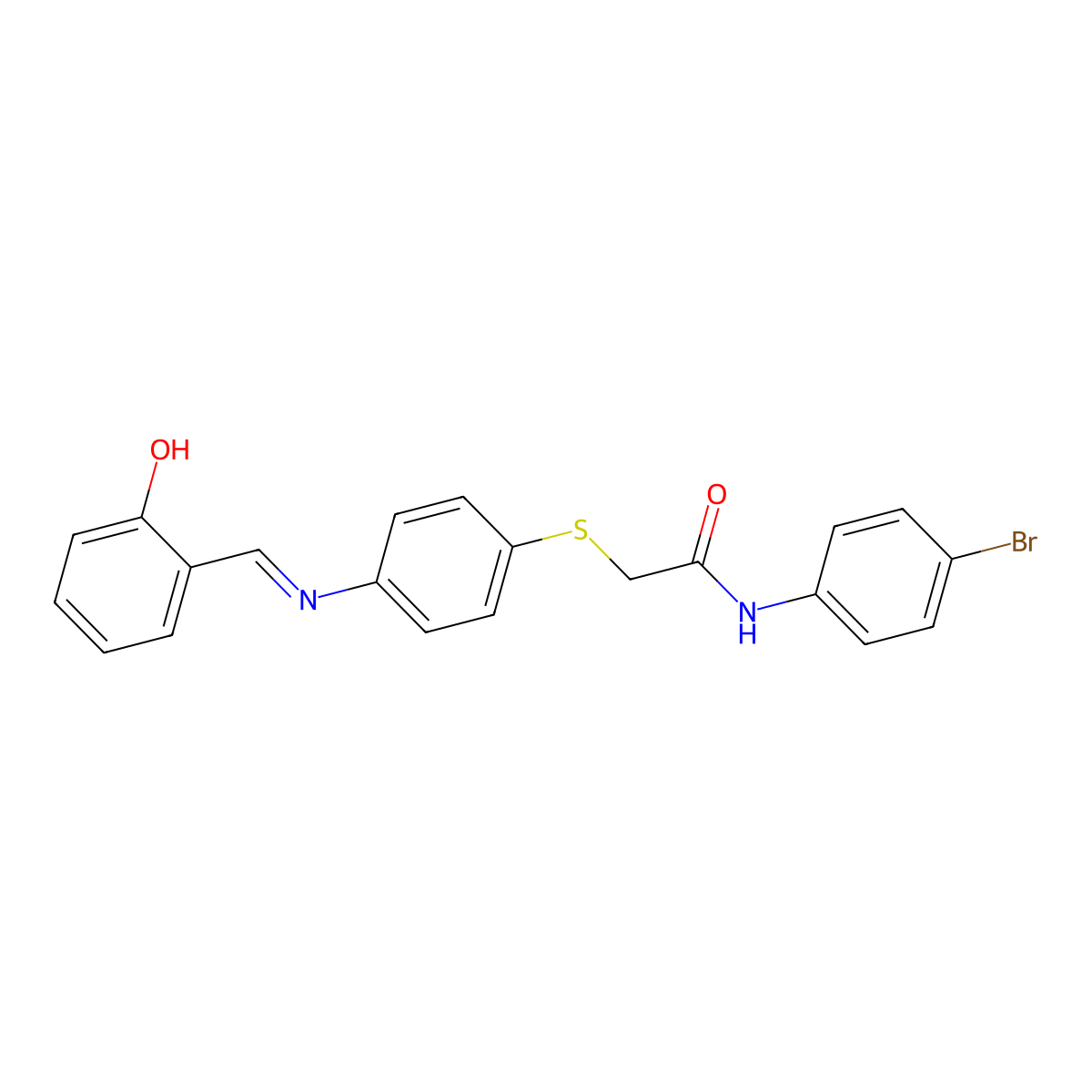 N-(4-Bromophenyl)-2-((4-((2-hydroxybenzylidene)amino)phenyl)thio)acetamide molecular structure, CAS 765285-03-8