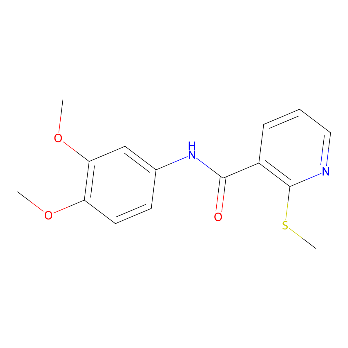 N-(3,4-dimethoxyphenyl)-2-(methylthio)nicotinamide molecular structure, CAS 765285-31-2