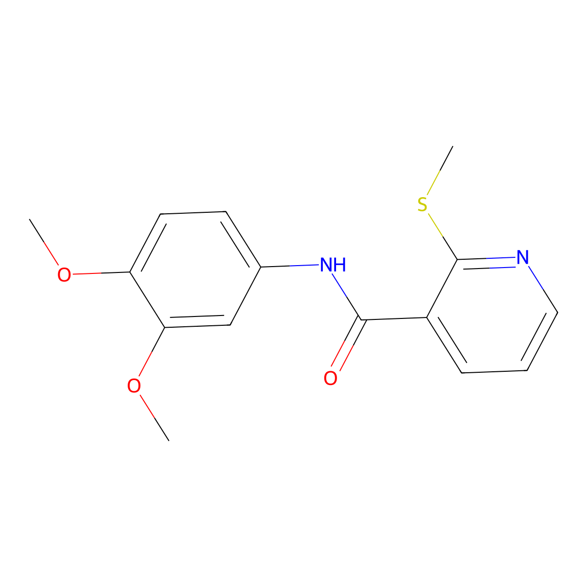 N-(3,4-dimethoxyphenyl)-2-(methylthio)nicotinamide molecular structure, CAS 765285-31-2