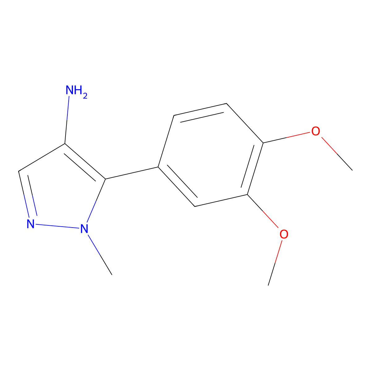 5-(3,4-Dimethoxyphenyl)-1-methyl-1H-pyrazol-4-amine molecular structure, CAS 765286-75-7
