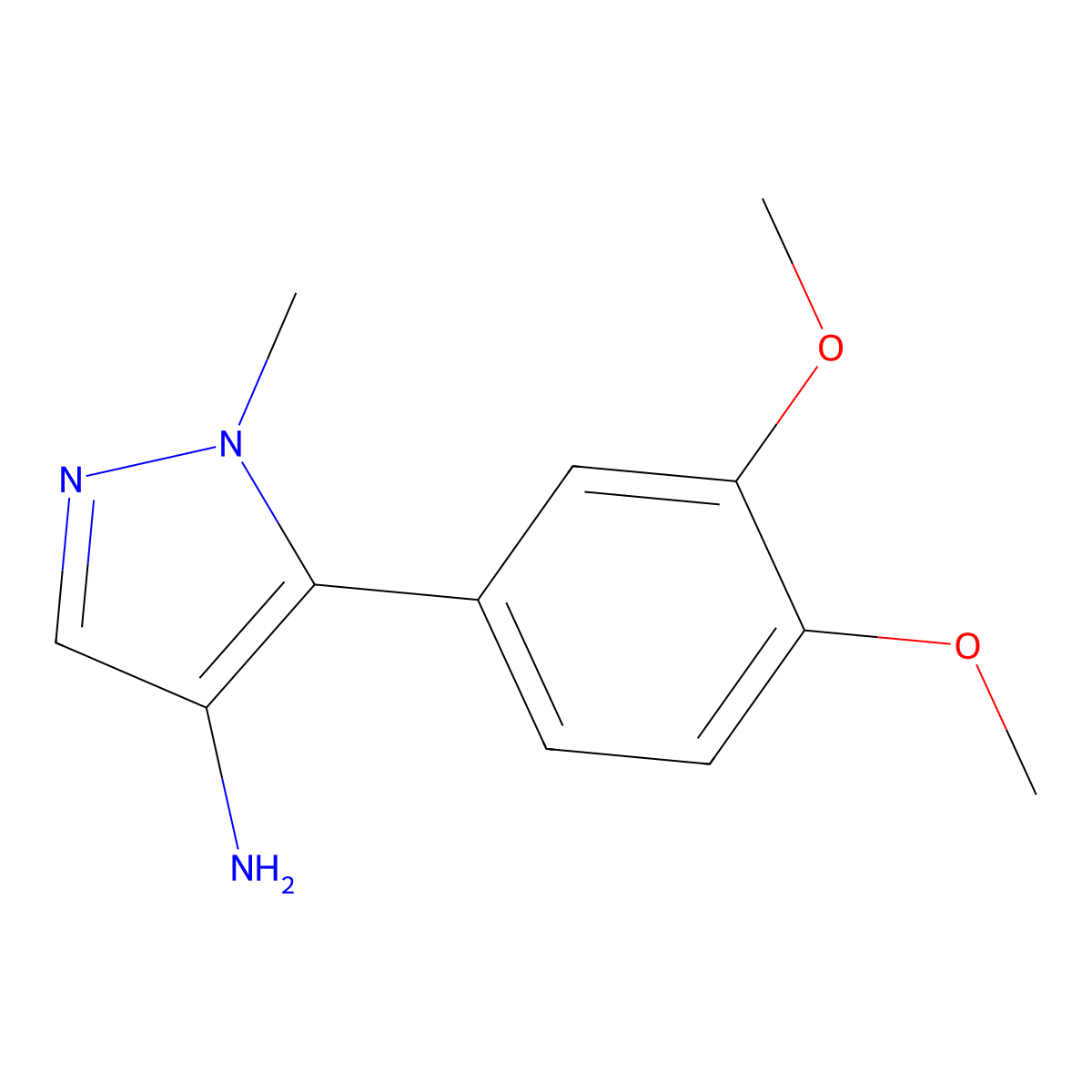 5-(3,4-Dimethoxyphenyl)-1-methyl-1H-pyrazol-4-amine molecular structure, CAS 765286-75-7