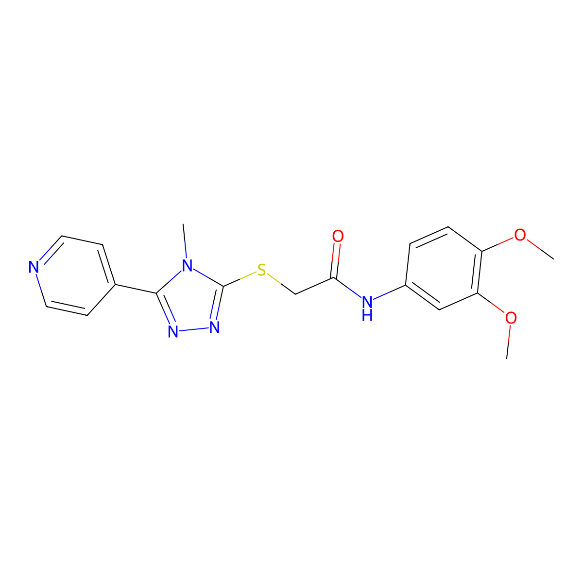 N-(3,4-dimethoxyphenyl)-2-{[4-methyl-5-(pyridin-4-yl)-4H-1,2,4-triazol-3-yl]sulfanyl}acetamide molecular structure, CAS 765289-85-8