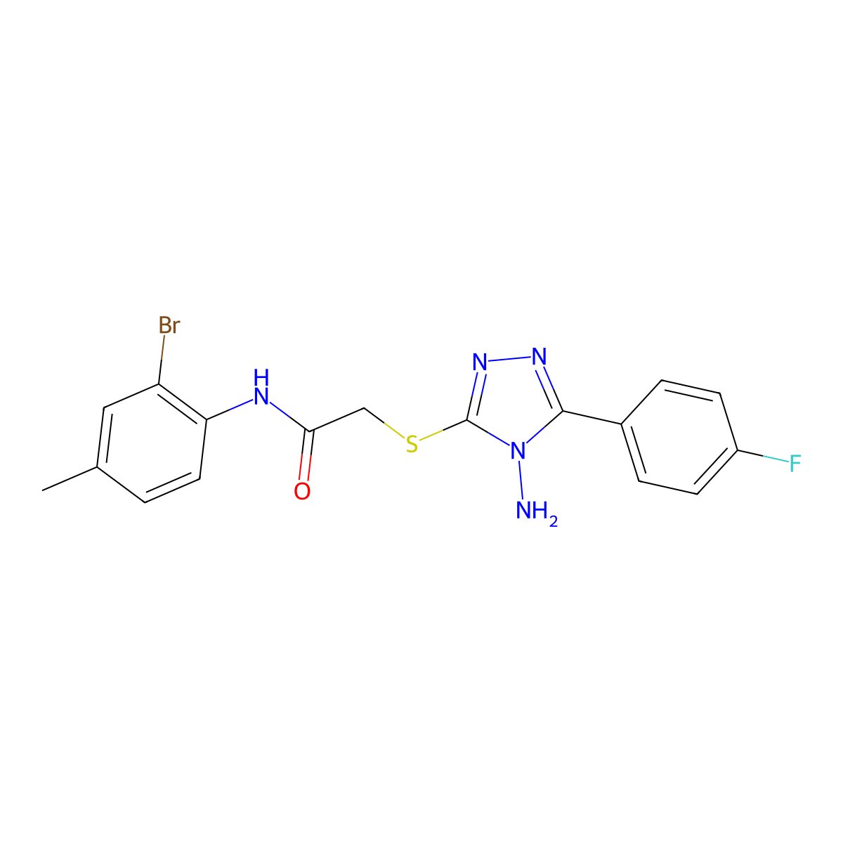 2-[4-amino-5-(4-fluorophenyl)(1,2,4-triazol-3-ylthio)]-N-(2-bromo-4-methylphen yl)acetamide molecular structure, CAS 765290-86-6