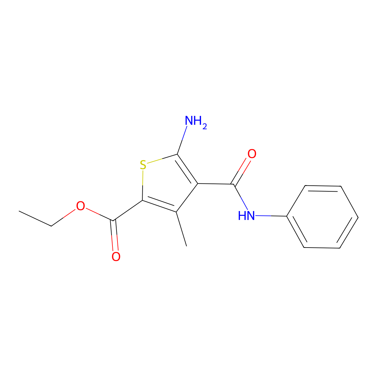 Ethyl 5-amino-3-methyl-4-(phenylcarbamoyl)thiophene-2-carboxylate molecular structure, CAS 765291-12-1