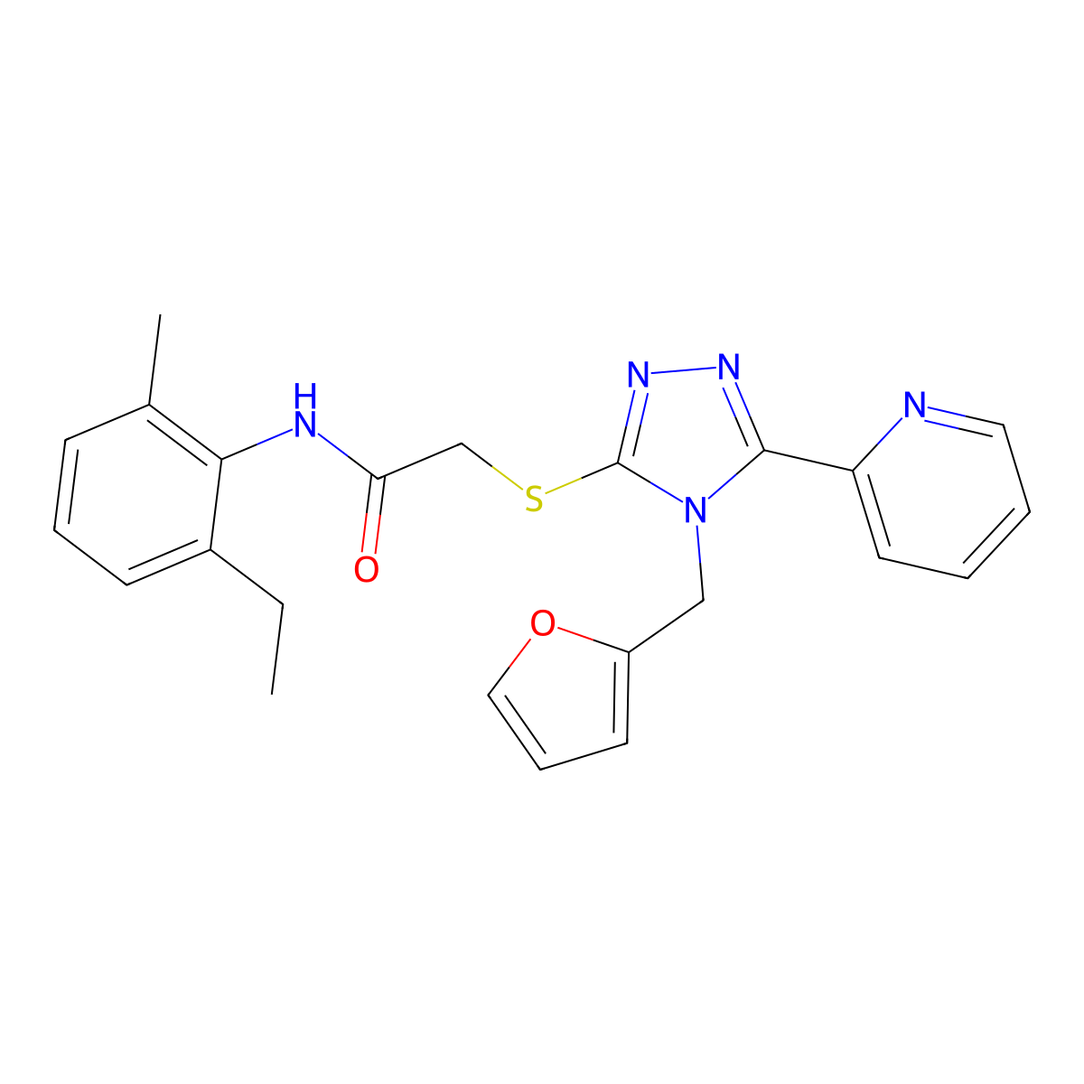 N-(6-ethyl-2-methylphenyl)-2-[4-(2-furylmethyl)-5-(2-pyridyl)(1,2,4-triazol-3-ylthio)]acetamide molecular structure, CAS 765291-37-0