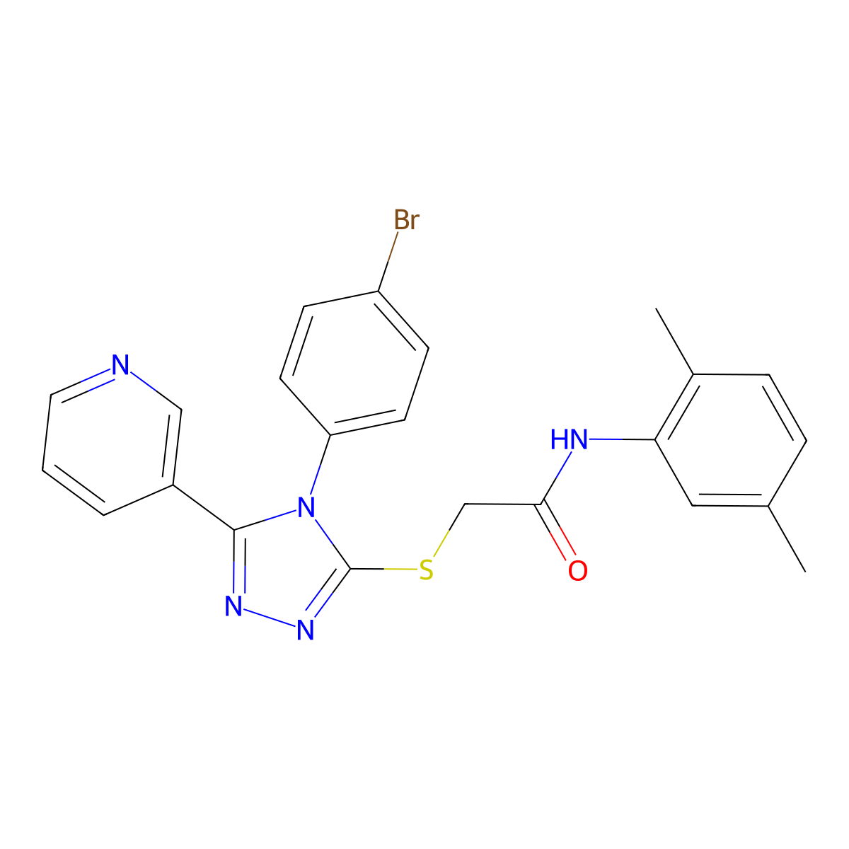 2-{[4-(4-bromophenyl)-5-(pyridin-3-yl)-4H-1,2,4-triazol-3-yl]sulfanyl}-N-(2,5-dimethylphenyl)acetamide molecular structure, CAS 765293-46-7