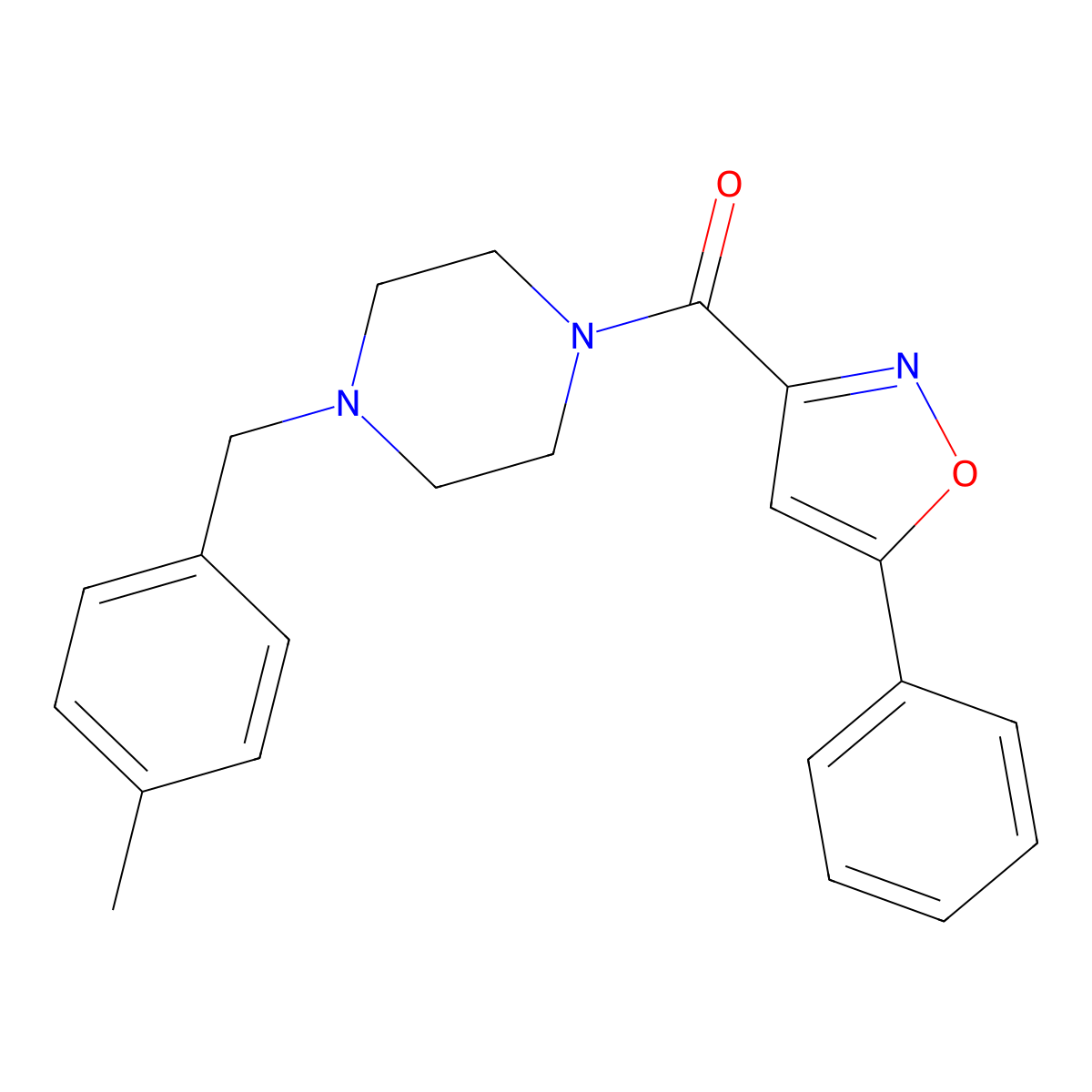 [4-(4-Methylbenzyl)piperazin-1-yl](5-phenyl-1,2-oxazol-3-yl)methanone molecular structure, CAS 765294-31-3