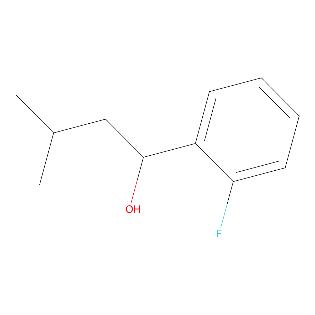 1-(2-Fluorophenyl)-3-methylbutan-1-ol molecular structure, CAS 765306-66-9