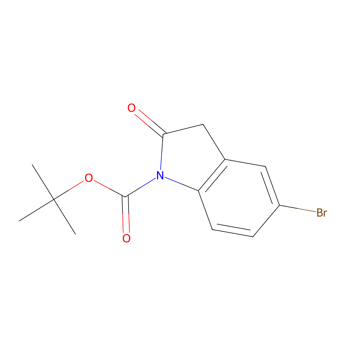 Tert-butyl 5-bromo-2-oxoindoline-1-carboxylate molecular structure, CAS 765315-30-8