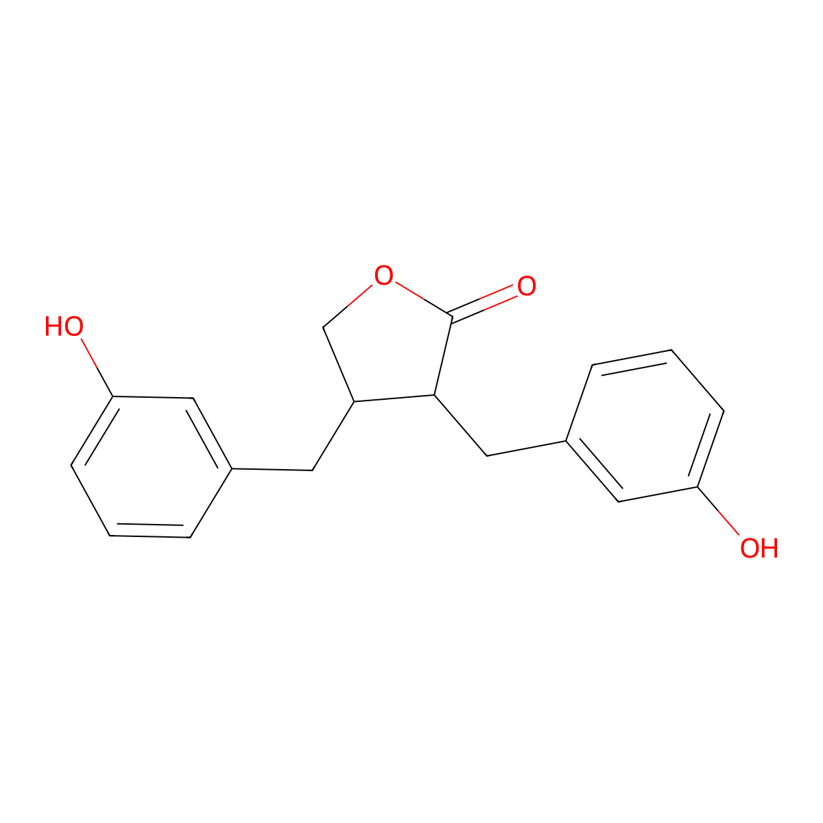 2,3-Bis(3'-hydroxybenzyl)butyrolactone molecular structure, CAS 76543-15-2