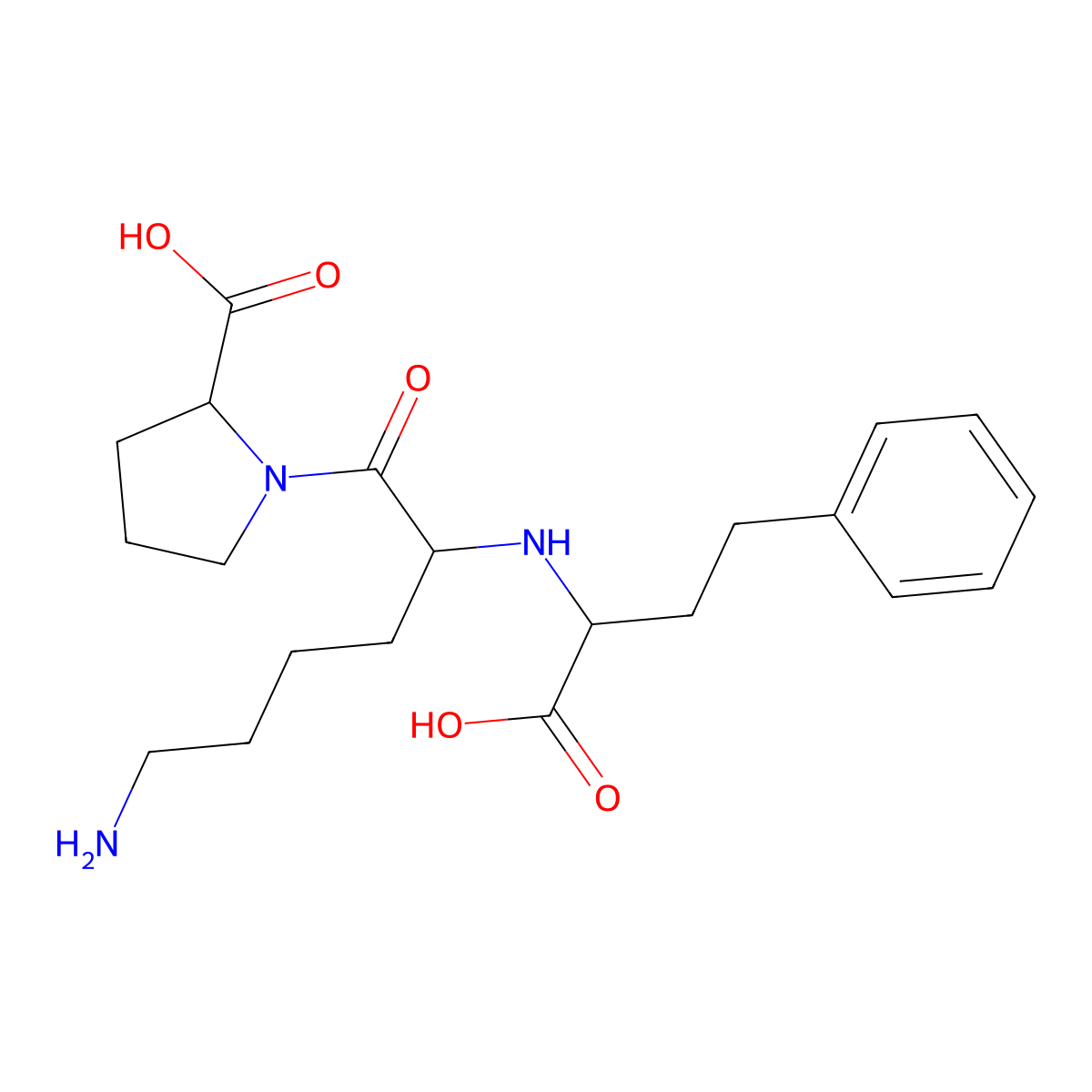 Lisinopril molecular structure, CAS 76547-98-3
