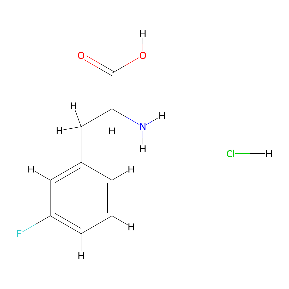 2-Amino-3-(3-fluorophenyl)propanoic acid hydrochloride molecular structure, CAS 7655-55-2