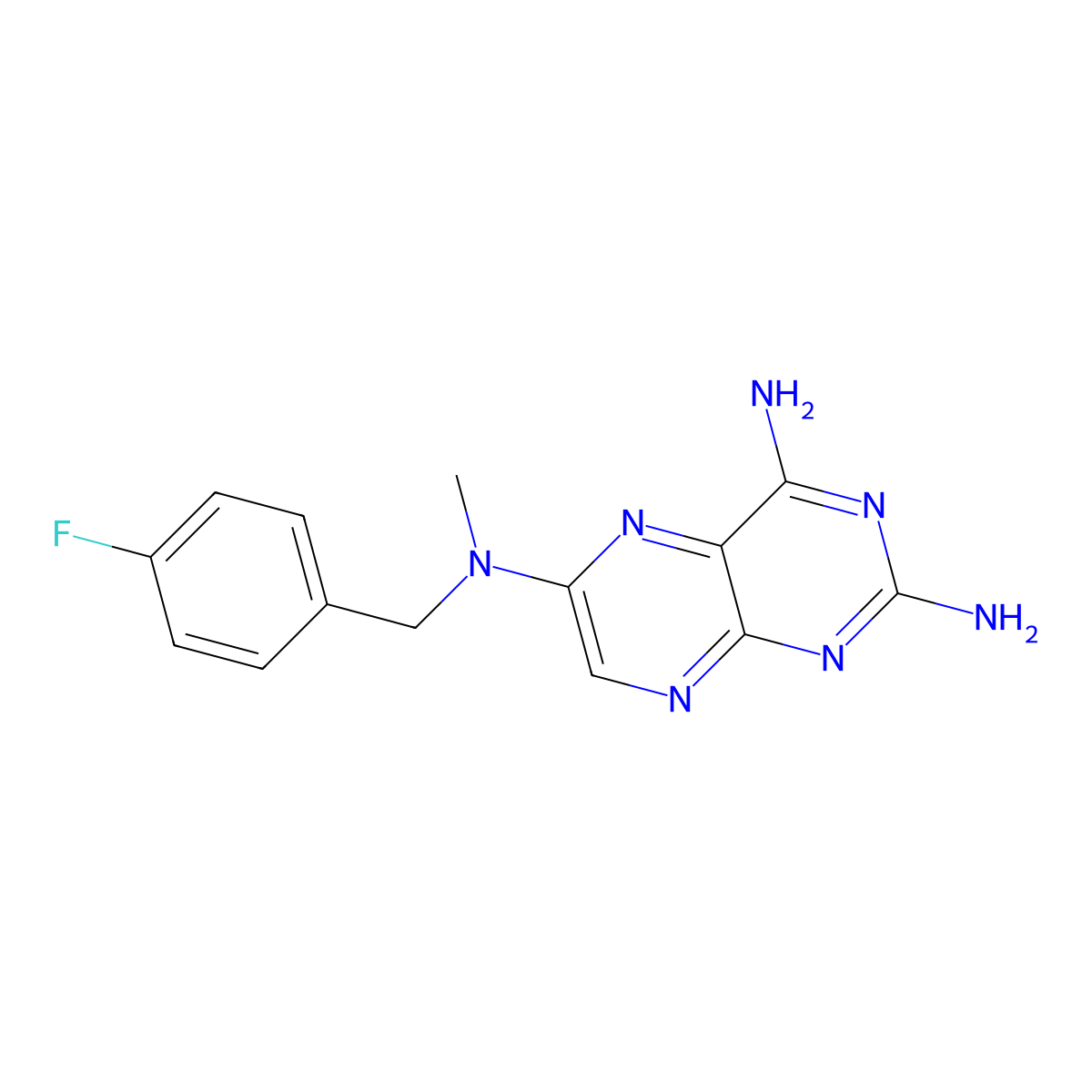 N~6~-[(4-Fluorophenyl)methyl]-N~6~-methylpteridine-2,4,6-triamine molecular structure, CAS 76551-40-1