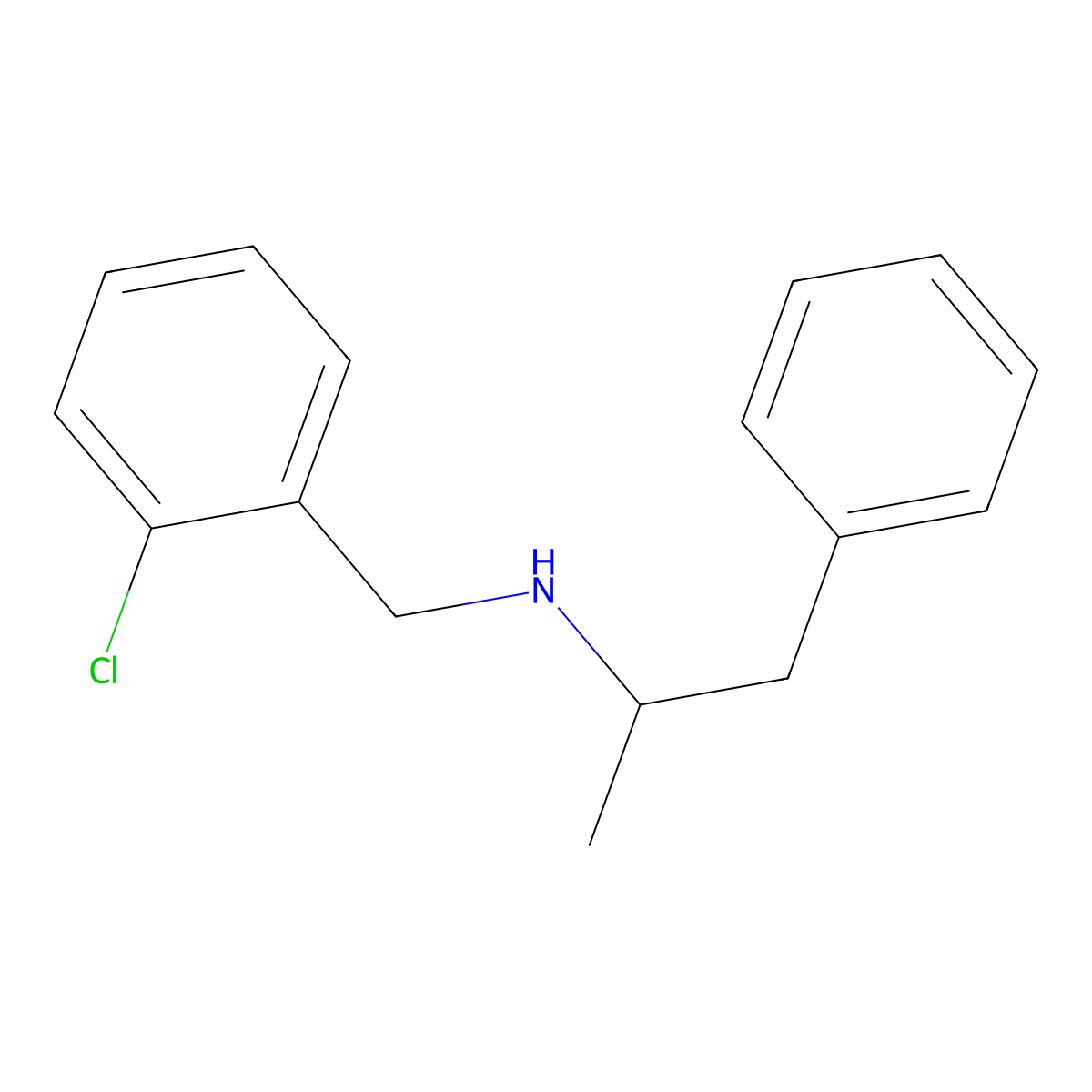 N-[(2-chlorophenyl)methyl]-1-phenylpropan-2-amine molecular structure, CAS 76553-22-5
