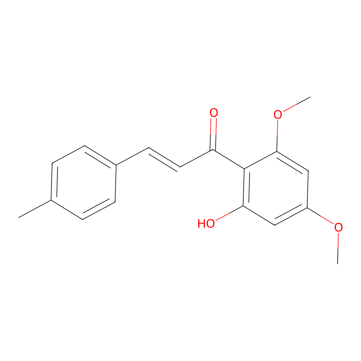 2-Propen-1-one, 1-(2-hydroxy-4,6-dimethoxyphenyl)-3-(4-methylphenyl)- molecular structure, CAS 76554-25-1