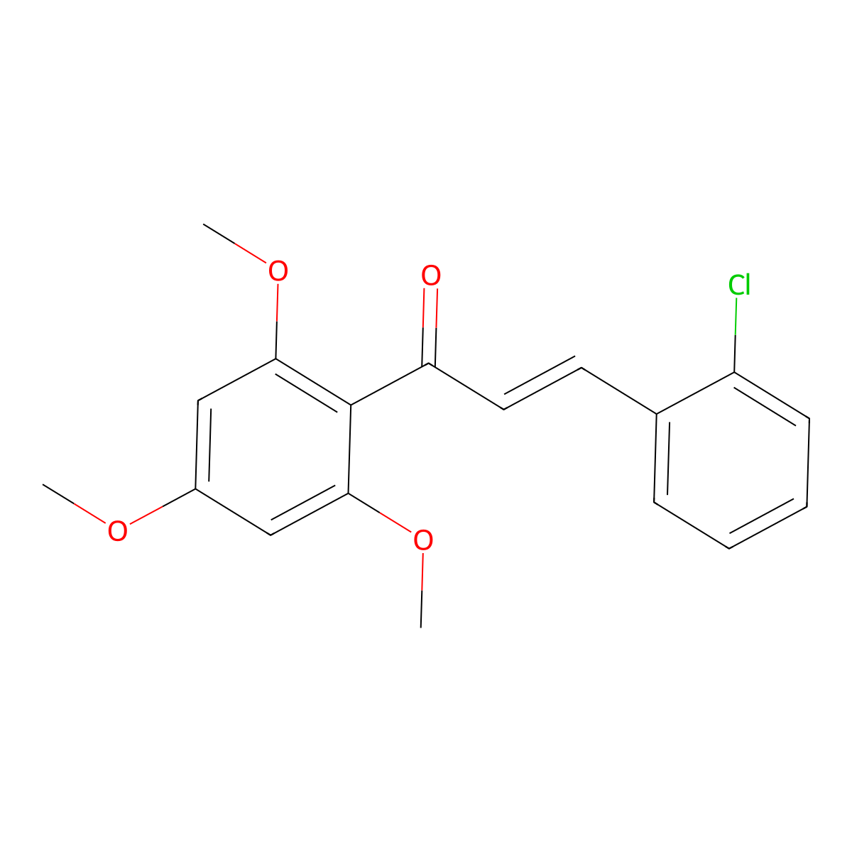 3-(2-Chlorophenyl)-1-(2,4,6-trimethoxyphenyl)prop-2-en-1-one molecular structure, CAS 76554-31-9