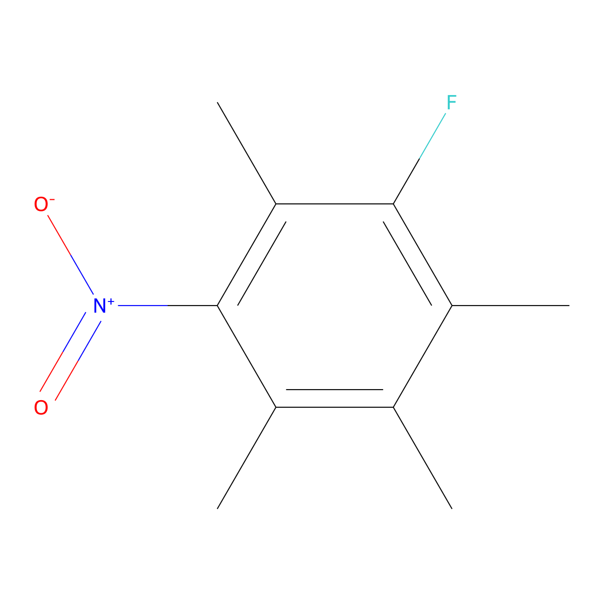 1-Fluoro-2,3,4,6-tetramethyl-5-nitrobenzene molecular structure, CAS 7656-12-4