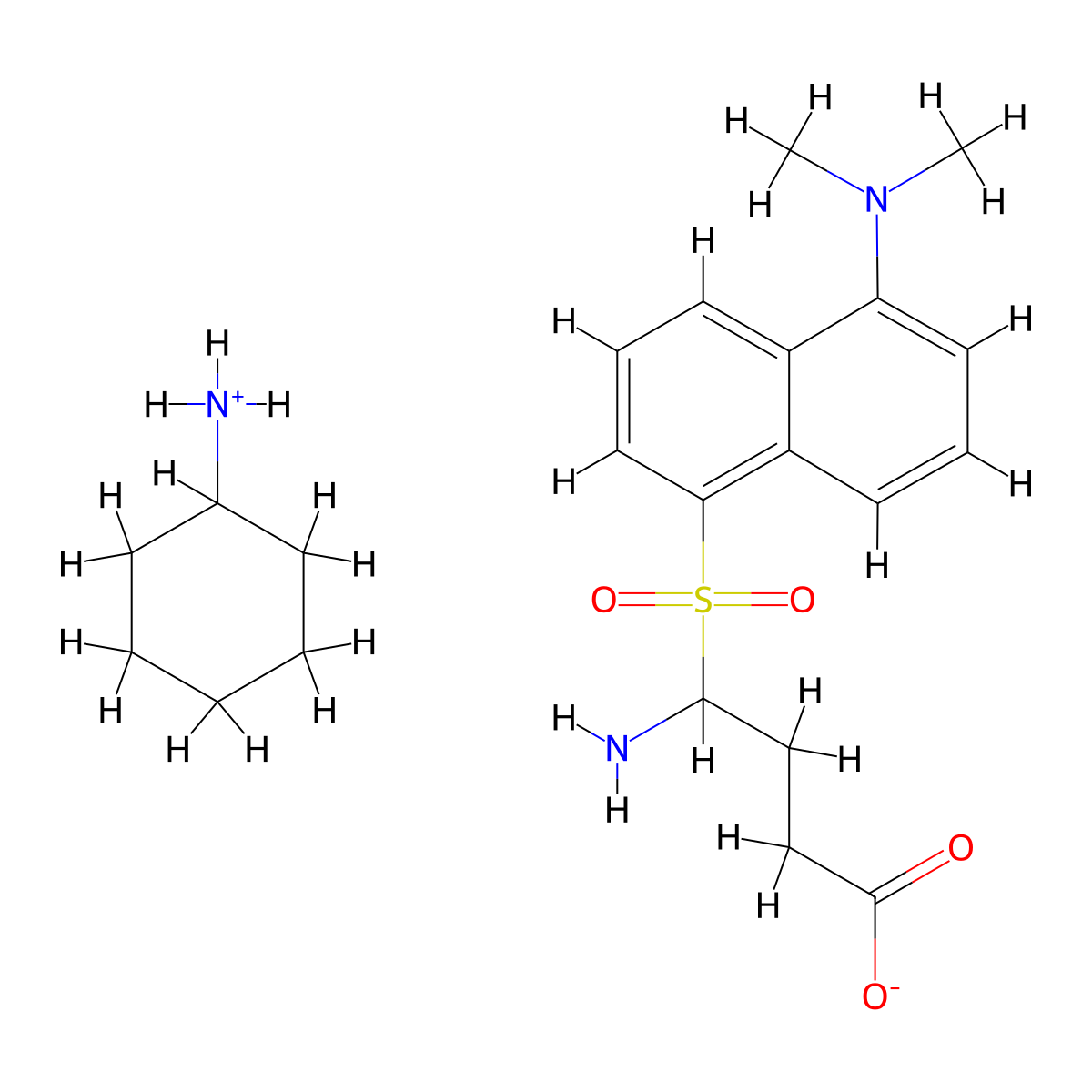 Cyclohexanaminium 4-amino-4-[5-(dimethylamino)naphthalene-1-sulfonyl]butanoate molecular structure, CAS 76563-43-4