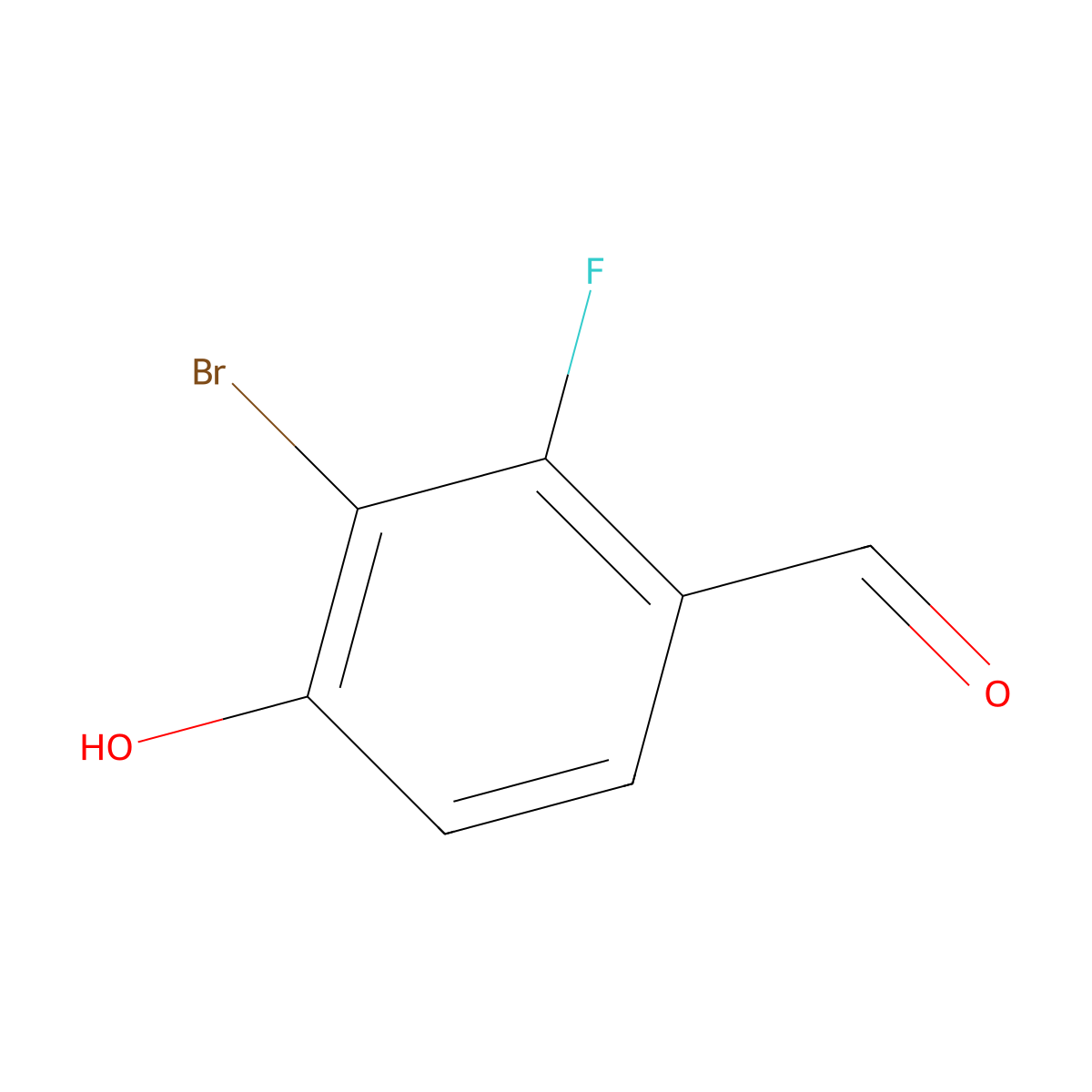 3-Bromo-2-fluoro-4-hydroxybenzaldehyde molecular structure, CAS 7657-28-5