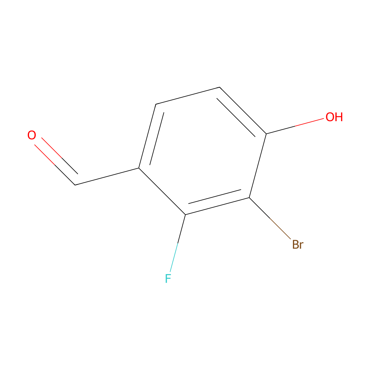 3-Bromo-2-fluoro-4-hydroxybenzaldehyde molecular structure, CAS 7657-28-5