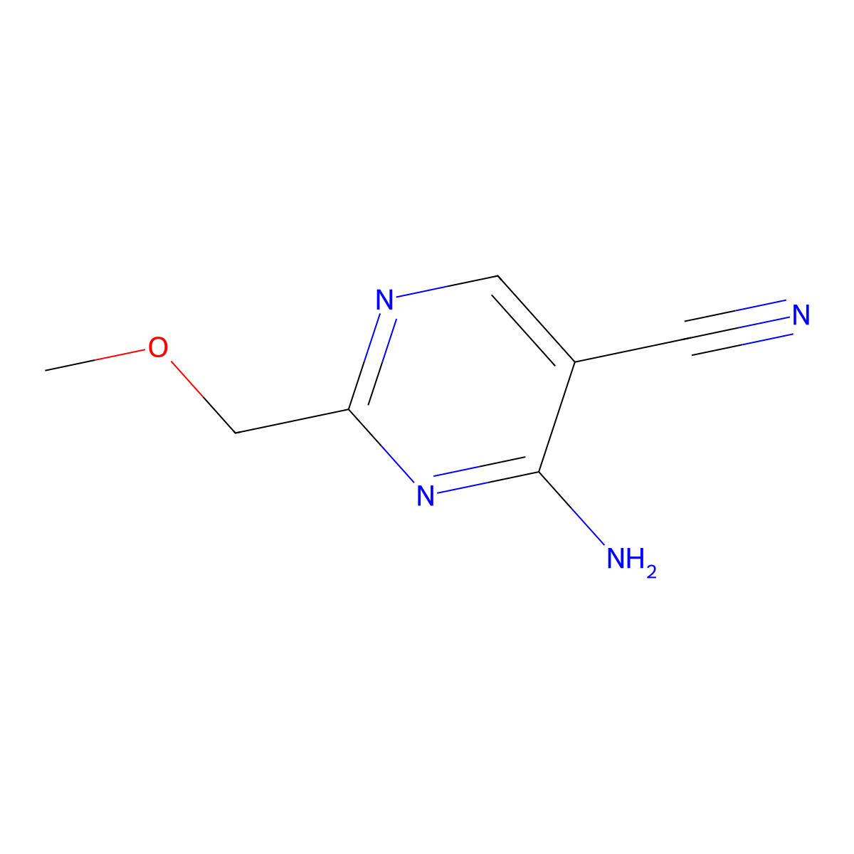 5-Pyrimidinecarbonitrile, 4-amino-2-(methoxymethyl)- molecular structure, CAS 76574-34-0