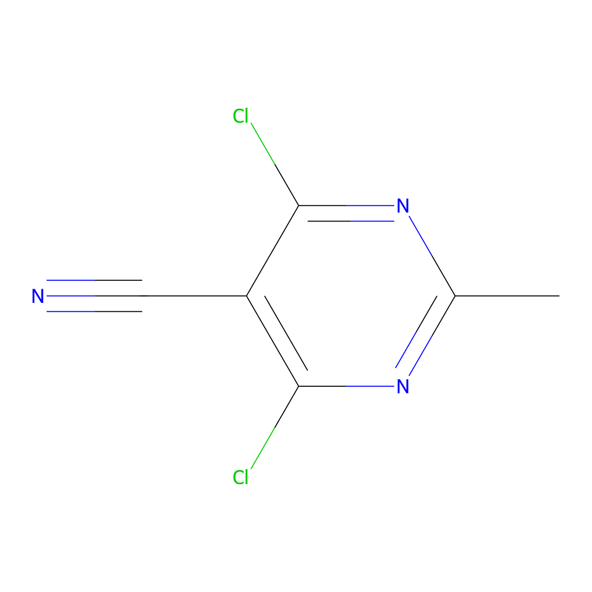 4,6-Dichloro-2-methylpyrimidine-5-carbonitrile molecular structure, CAS 76574-36-2
