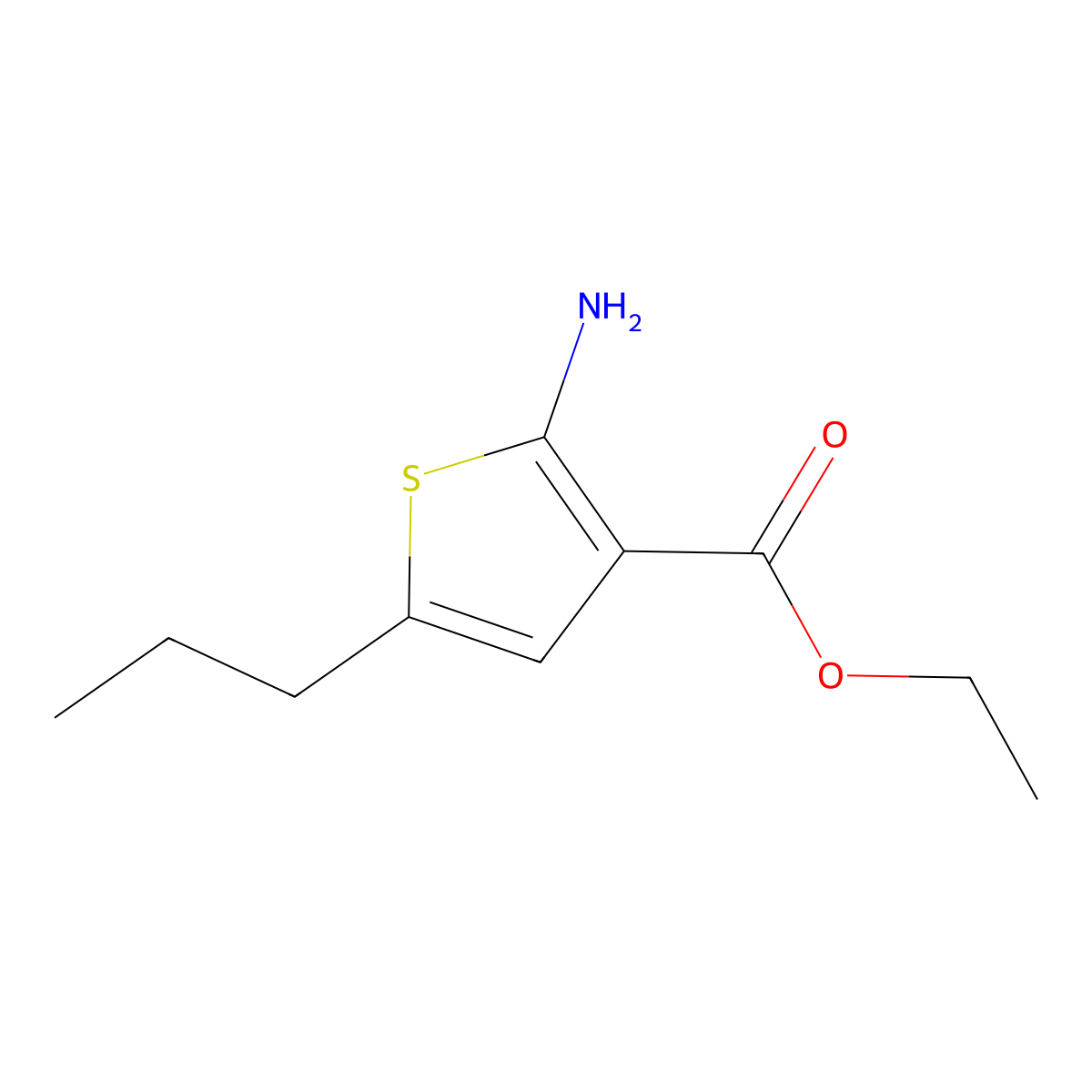 Ethyl 2-amino-5-propylthiophene-3-carboxylate molecular structure, CAS 76575-31-0