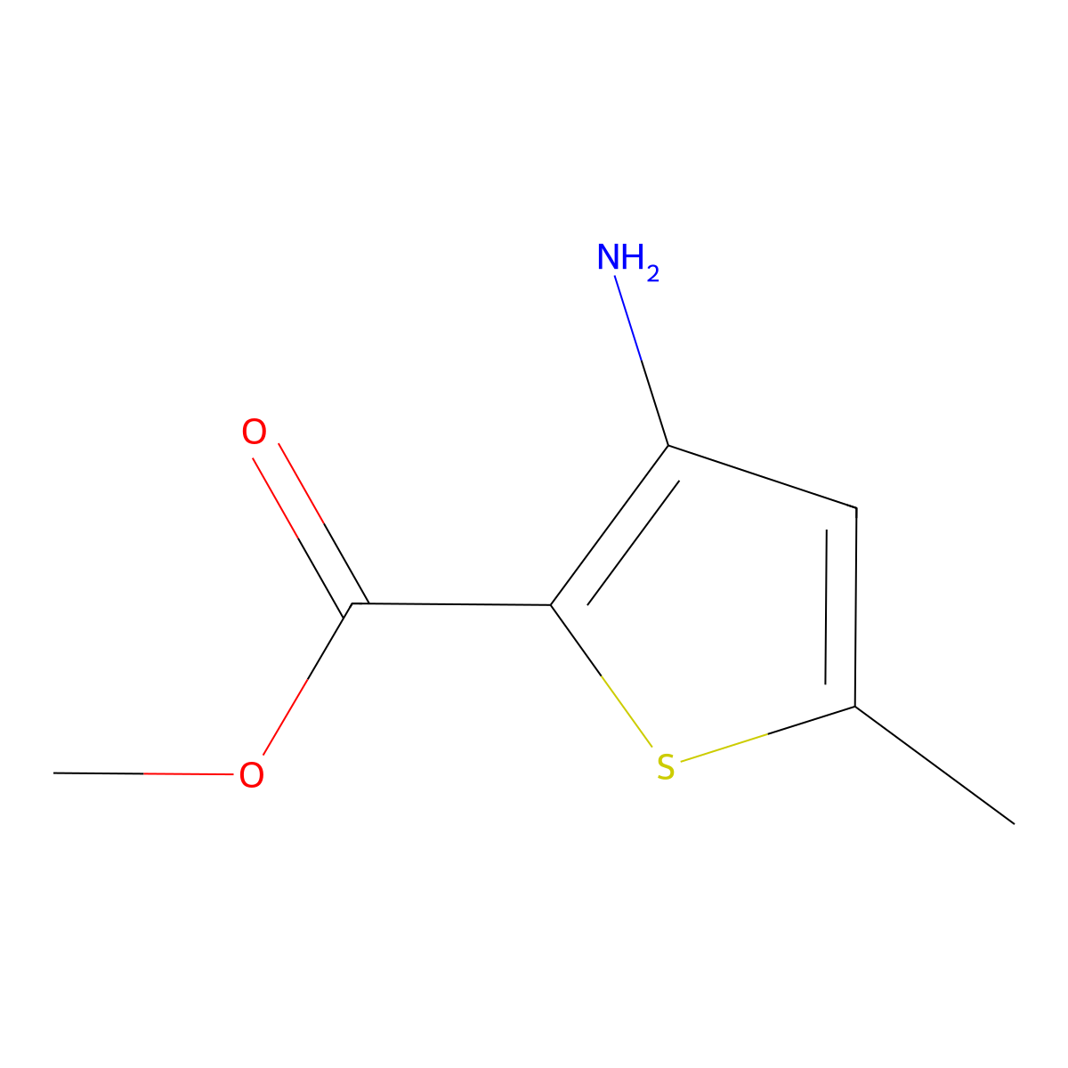 3-Amino-5-methyl-thiophene-2-carboxylic acid methyl ester molecular structure, CAS 76575-71-8
