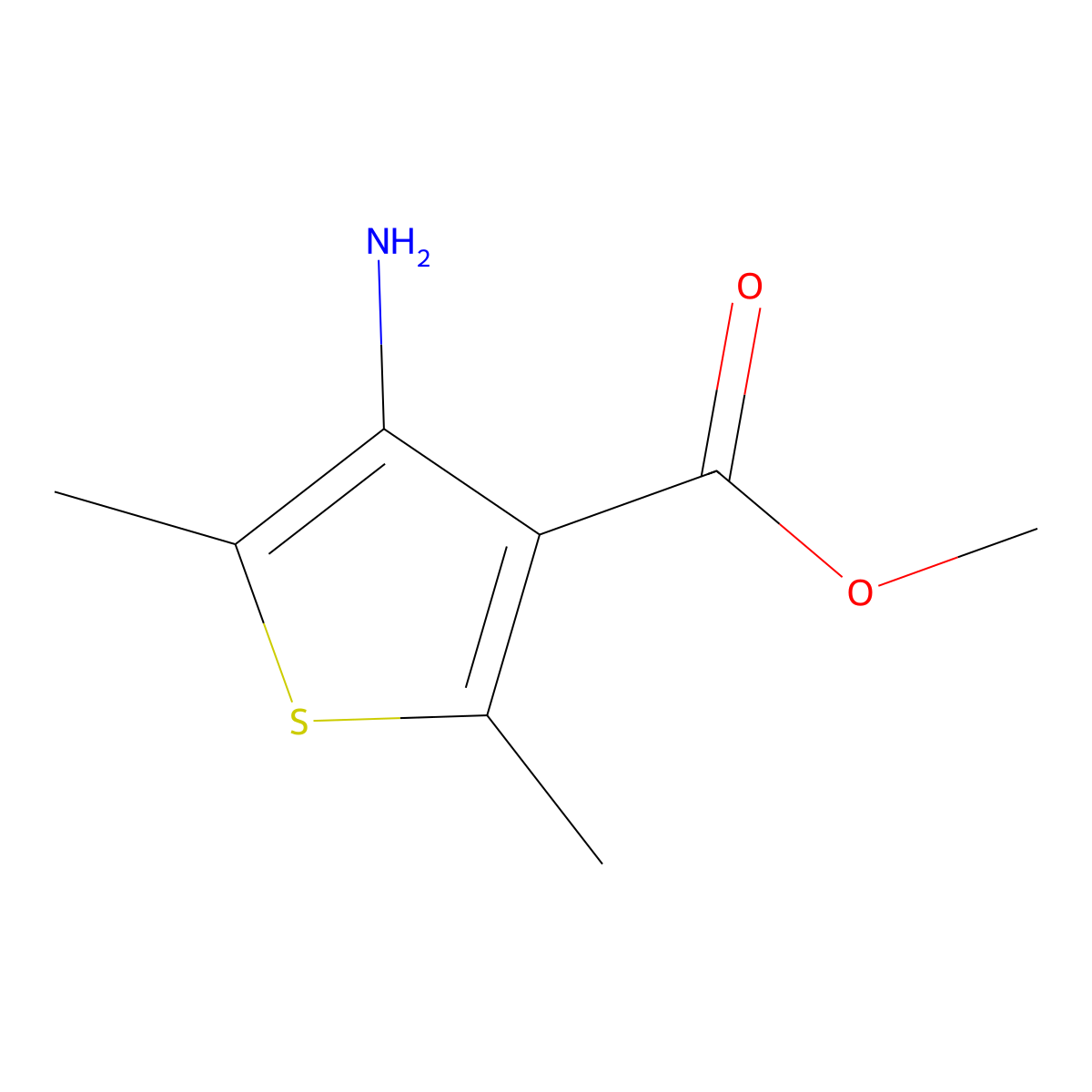 Methyl 4-amino-2,5-dimethylthiophene-3-carboxylate molecular structure, CAS 76575-77-4