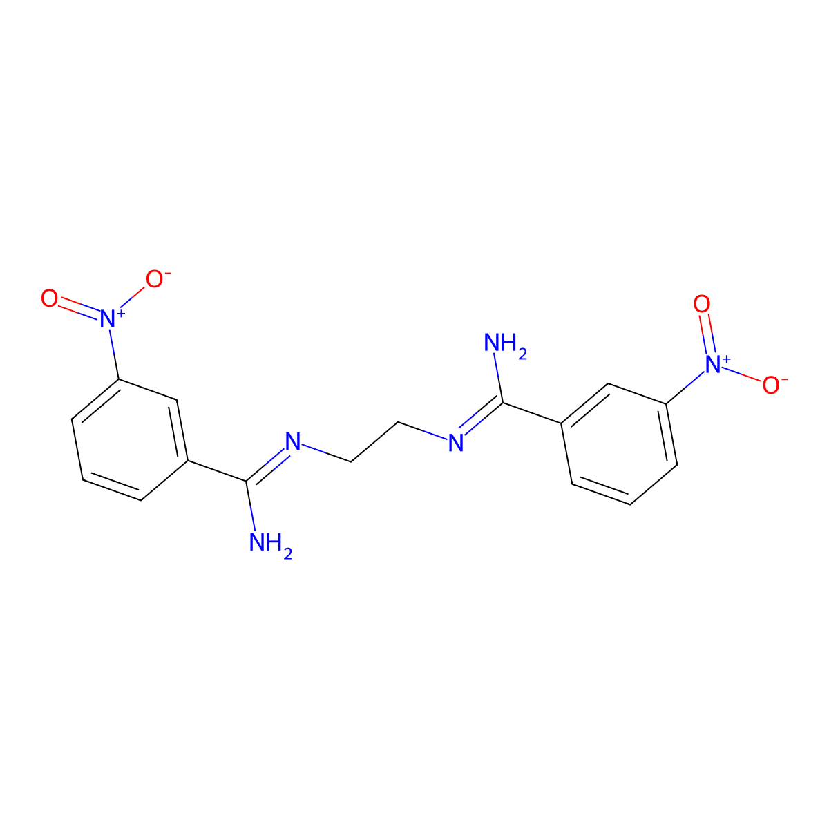 N,N'-ethane-1,2-diylbis(3-nitrobenzenecarboximidamide) molecular structure, CAS 765841-68-7