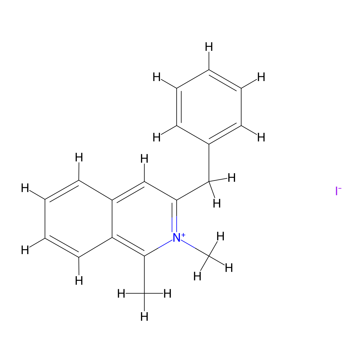 3-Benzyl-1,2-dimethylisoquinolin-2-ium iodide molecular structure, CAS 76587-96-7