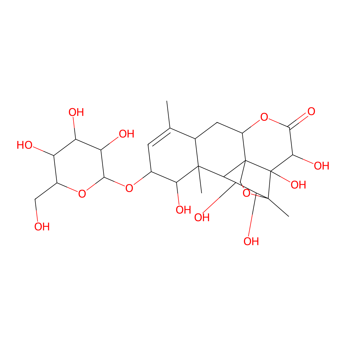 (1R,2R,3R,6R,8S,11S,12S,13S,14R,15R,16S,17R)-2,3,12,15,16-pentahydroxy-9,13,17-trimethyl-11-[(2R,3R,4S,5S,6R)-3,4,5-trihydroxy-6-(hydroxymethyl)oxan-2-yl]oxy-5,18-dioxapentacyclo[12.5.0.01,6.02,17.08,13]nonadec-9-en-4-one molecular structure, CAS 76588-87-9