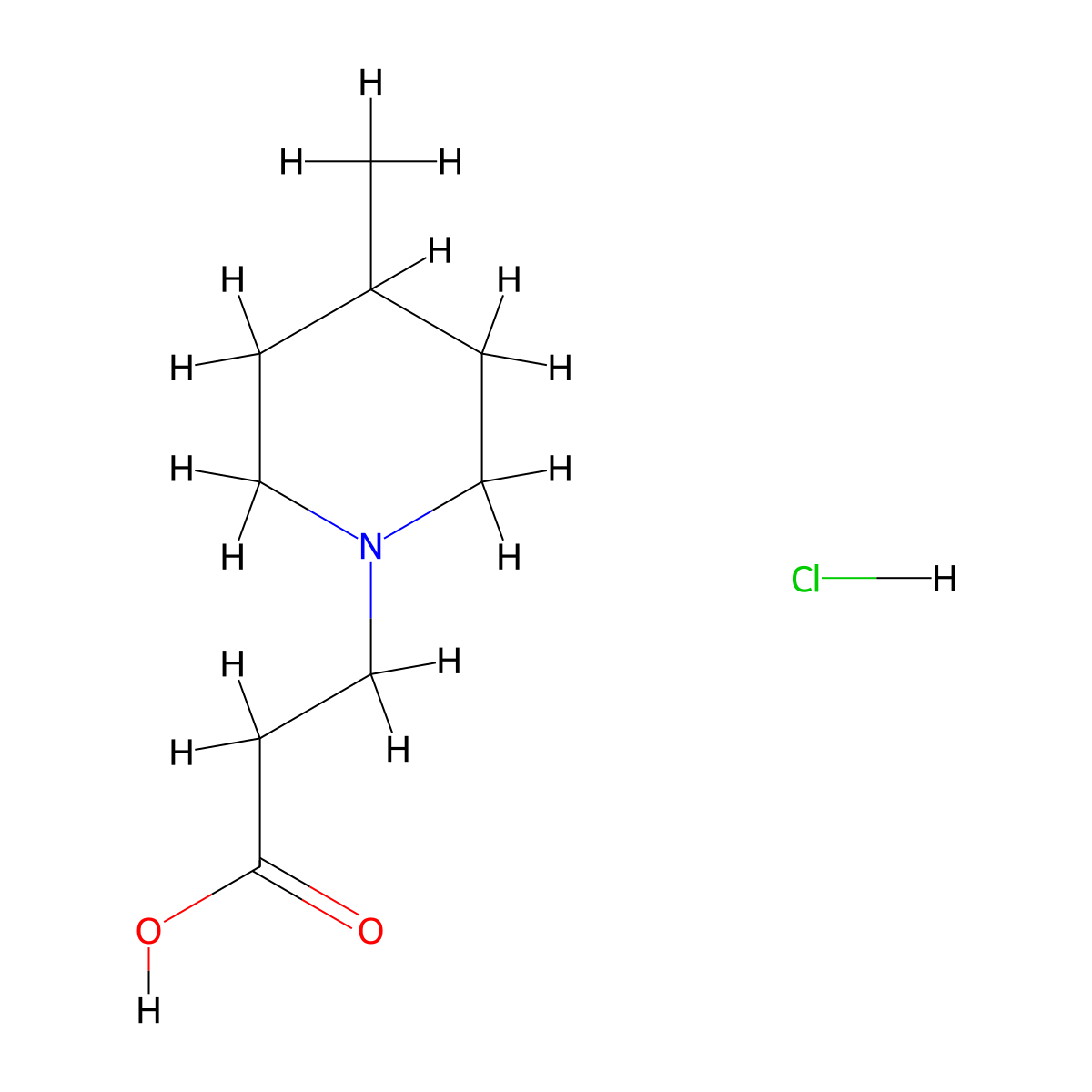 3-(4-Methylpiperidin-1-yl)propanoic acid--hydrogen chloride (1/1) molecular structure, CAS 765891-92-7
