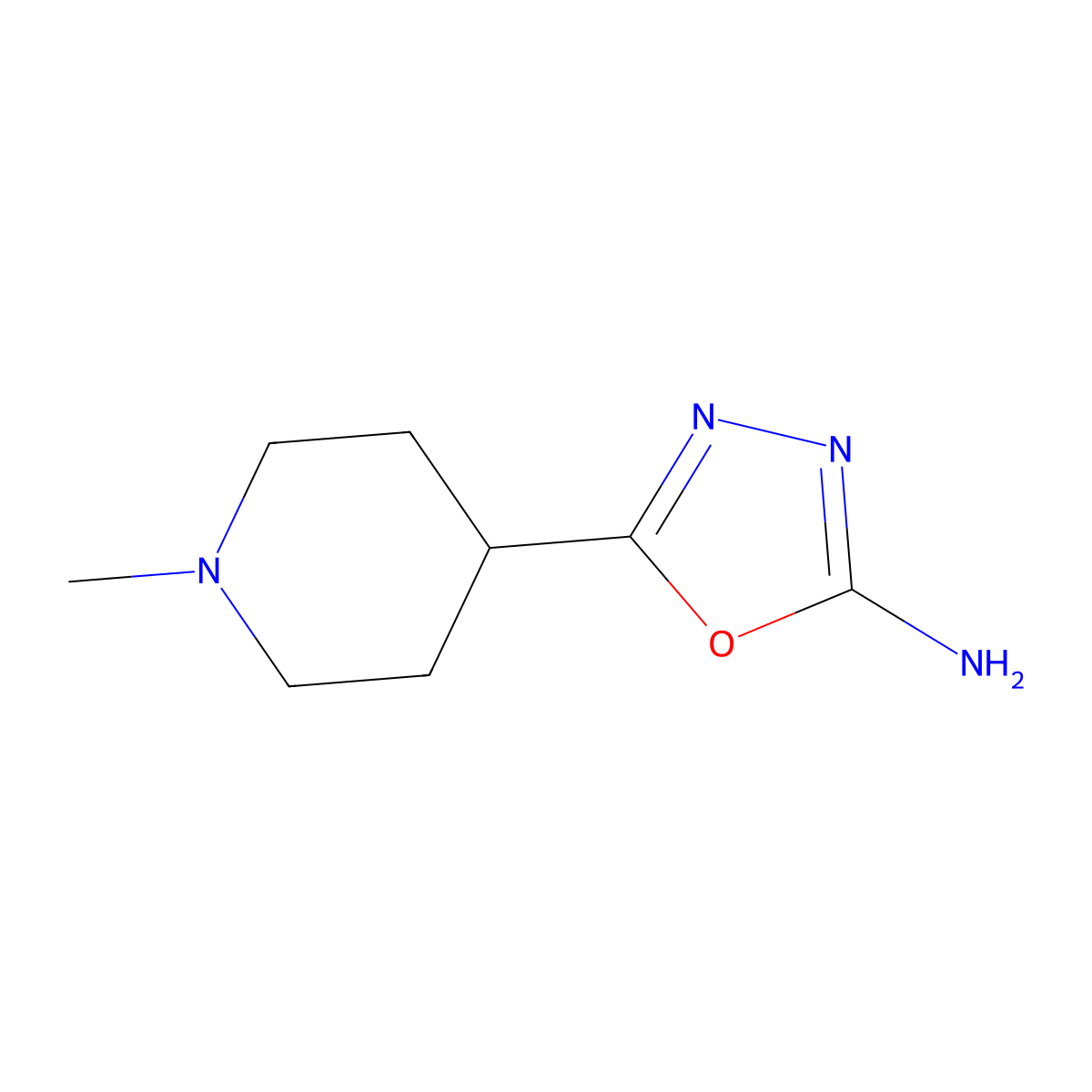 5-(1-Methylpiperidin-4-yl)-1,3,4-oxadiazol-2-amine molecular structure, CAS 7659-03-2
