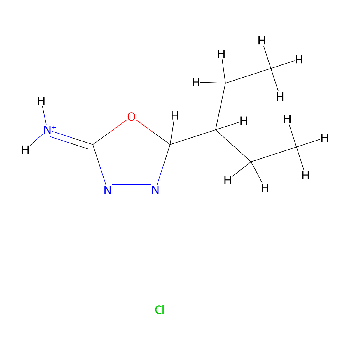 delta(sup 2)-1,3,4-Oxadiazoline, 2-(1-ethylpropyl)-5-imino-, hydrochloride molecular structure, CAS 7659-08-7